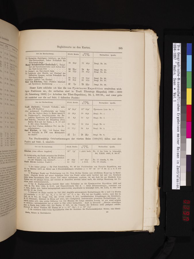 Die Geographische-Wissenschaftlichen Ergebnisse meiner Reisen in Zentralasien, 1894-1897 : vol.1 / Page 397 (Color Image)