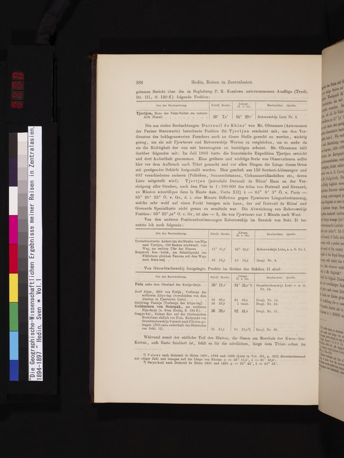 Die Geographische-Wissenschaftlichen Ergebnisse meiner Reisen in Zentralasien, 1894-1897 : vol.1 / Page 400 (Color Image)