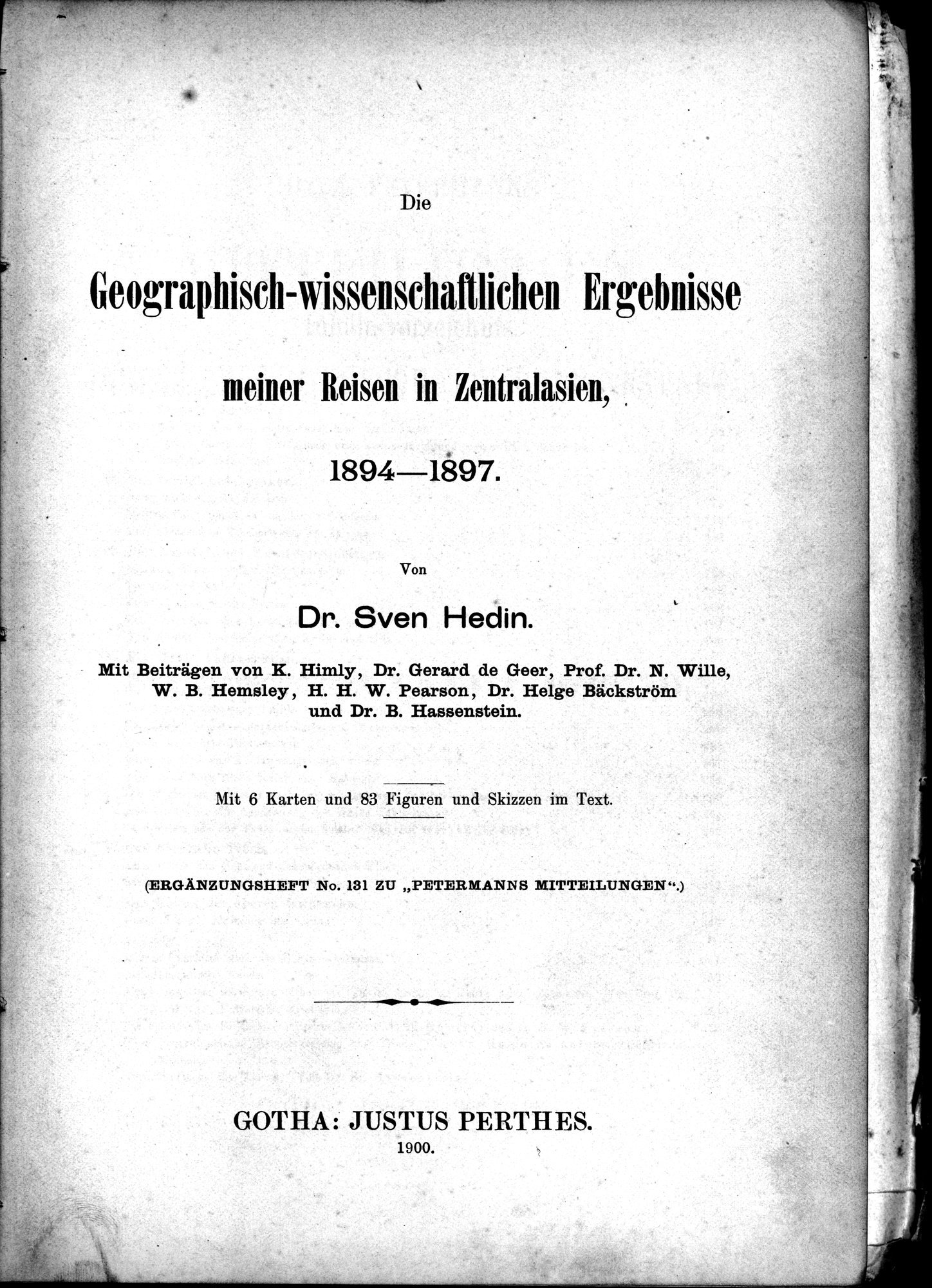 Die Geographische-Wissenschaftlichen Ergebnisse meiner Reisen in Zentralasien, 1894-1897 : vol.1 / 7 ページ（白黒高解像度画像）