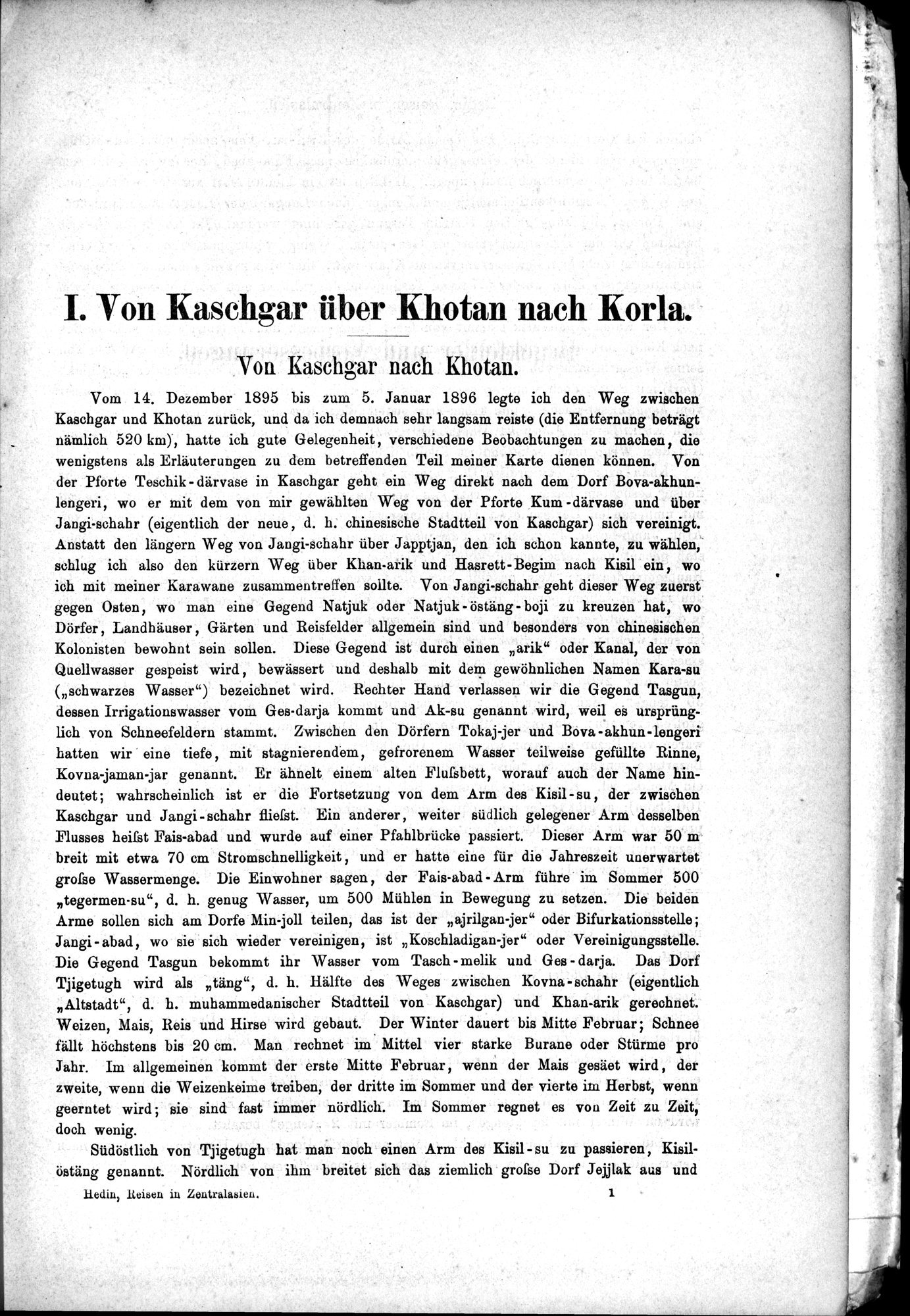 Die Geographische-Wissenschaftlichen Ergebnisse meiner Reisen in Zentralasien, 1894-1897 : vol.1 / Page 13 (Grayscale High Resolution Image)