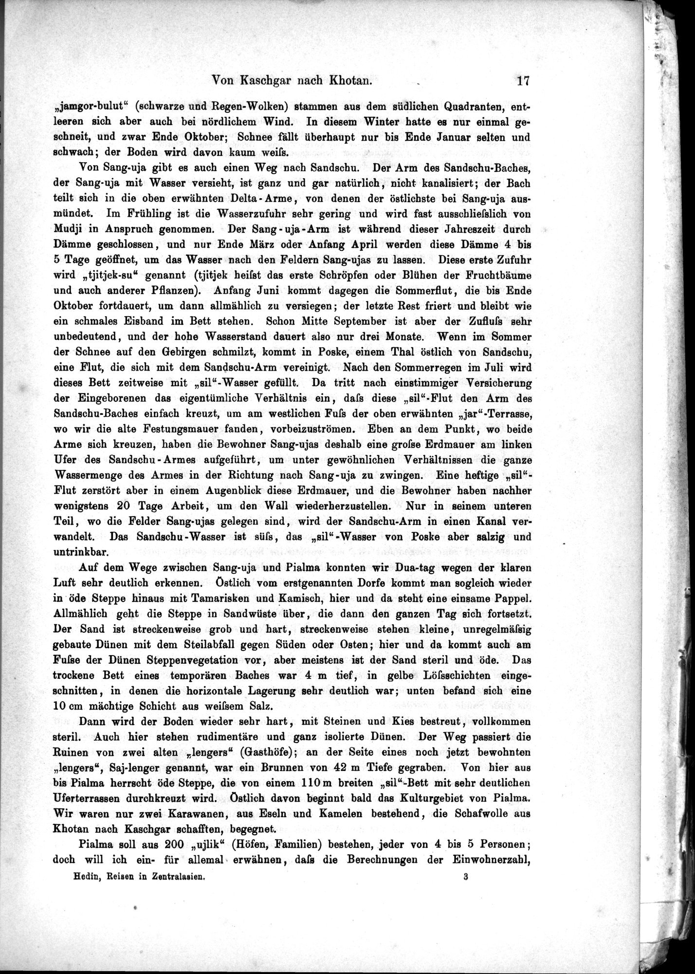 Die Geographische-Wissenschaftlichen Ergebnisse meiner Reisen in Zentralasien, 1894-1897 : vol.1 / Page 29 (Grayscale High Resolution Image)