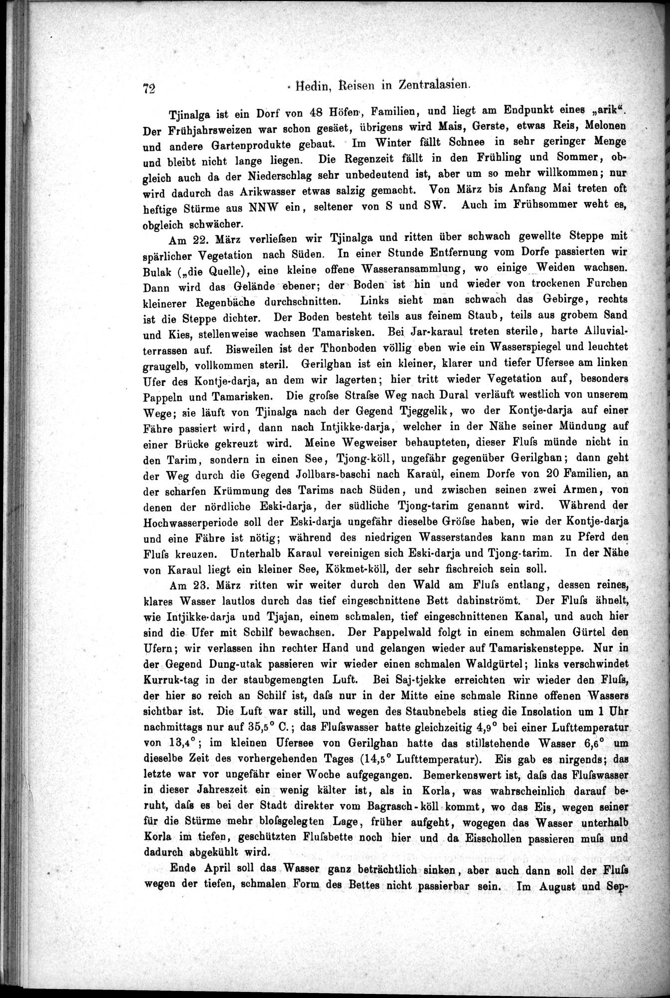 Die Geographische-Wissenschaftlichen Ergebnisse meiner Reisen in Zentralasien, 1894-1897 : vol.1 / Page 84 (Grayscale High Resolution Image)