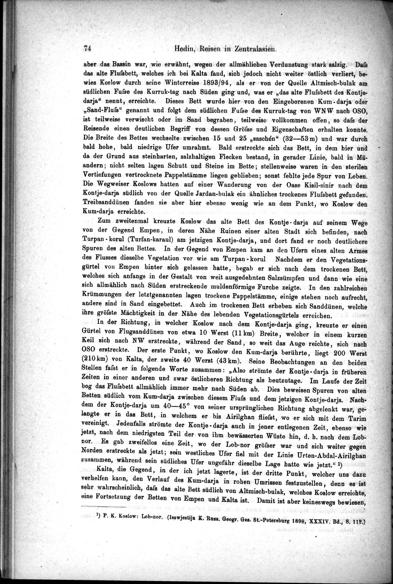 Die Geographische-Wissenschaftlichen Ergebnisse meiner Reisen in Zentralasien, 1894-1897 : vol.1 / Page 86 (Grayscale High Resolution Image)