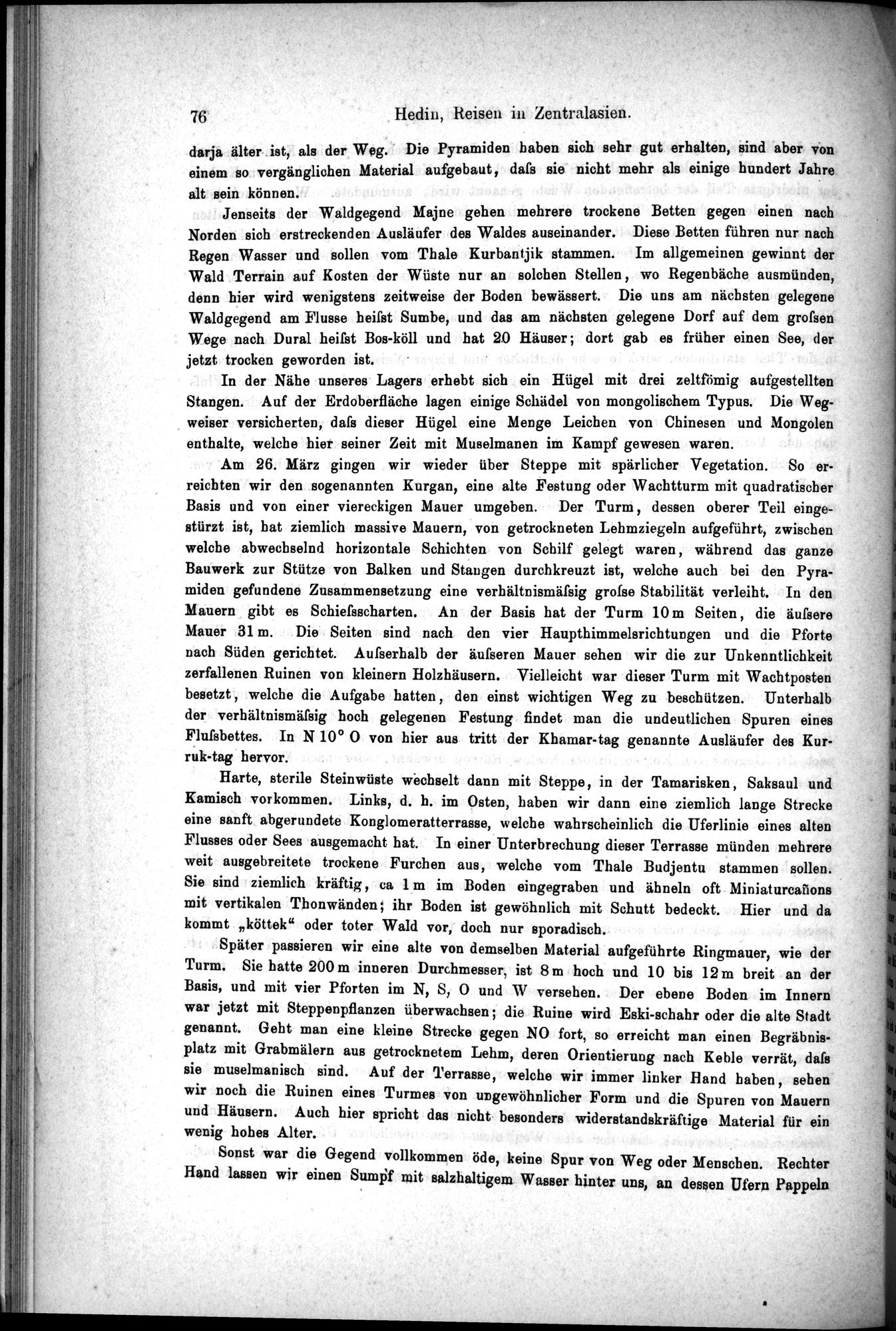 Die Geographische-Wissenschaftlichen Ergebnisse meiner Reisen in Zentralasien, 1894-1897 : vol.1 / Page 88 (Grayscale High Resolution Image)