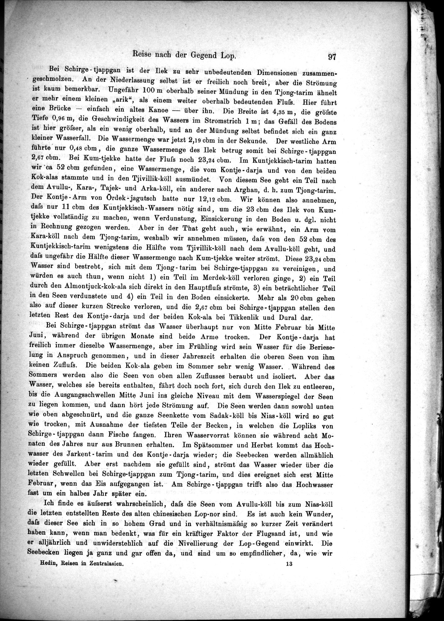 Die Geographische-Wissenschaftlichen Ergebnisse meiner Reisen in Zentralasien, 1894-1897 : vol.1 / Page 109 (Grayscale High Resolution Image)