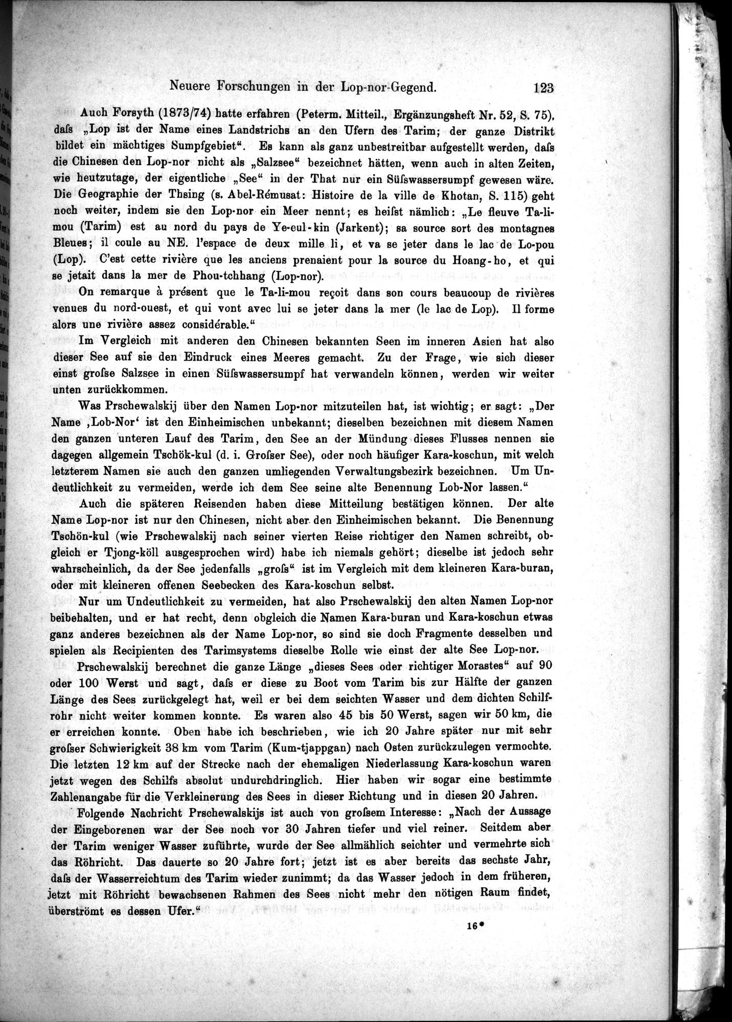 Die Geographische-Wissenschaftlichen Ergebnisse meiner Reisen in Zentralasien, 1894-1897 : vol.1 / Page 135 (Grayscale High Resolution Image)