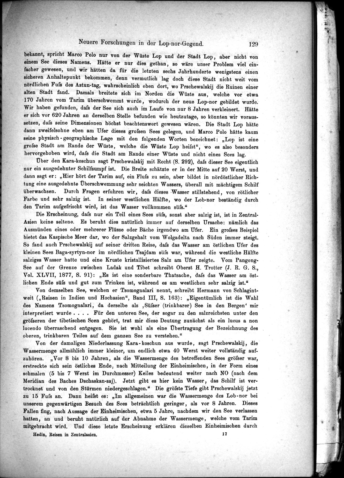 Die Geographische-Wissenschaftlichen Ergebnisse meiner Reisen in Zentralasien, 1894-1897 : vol.1 / Page 141 (Grayscale High Resolution Image)