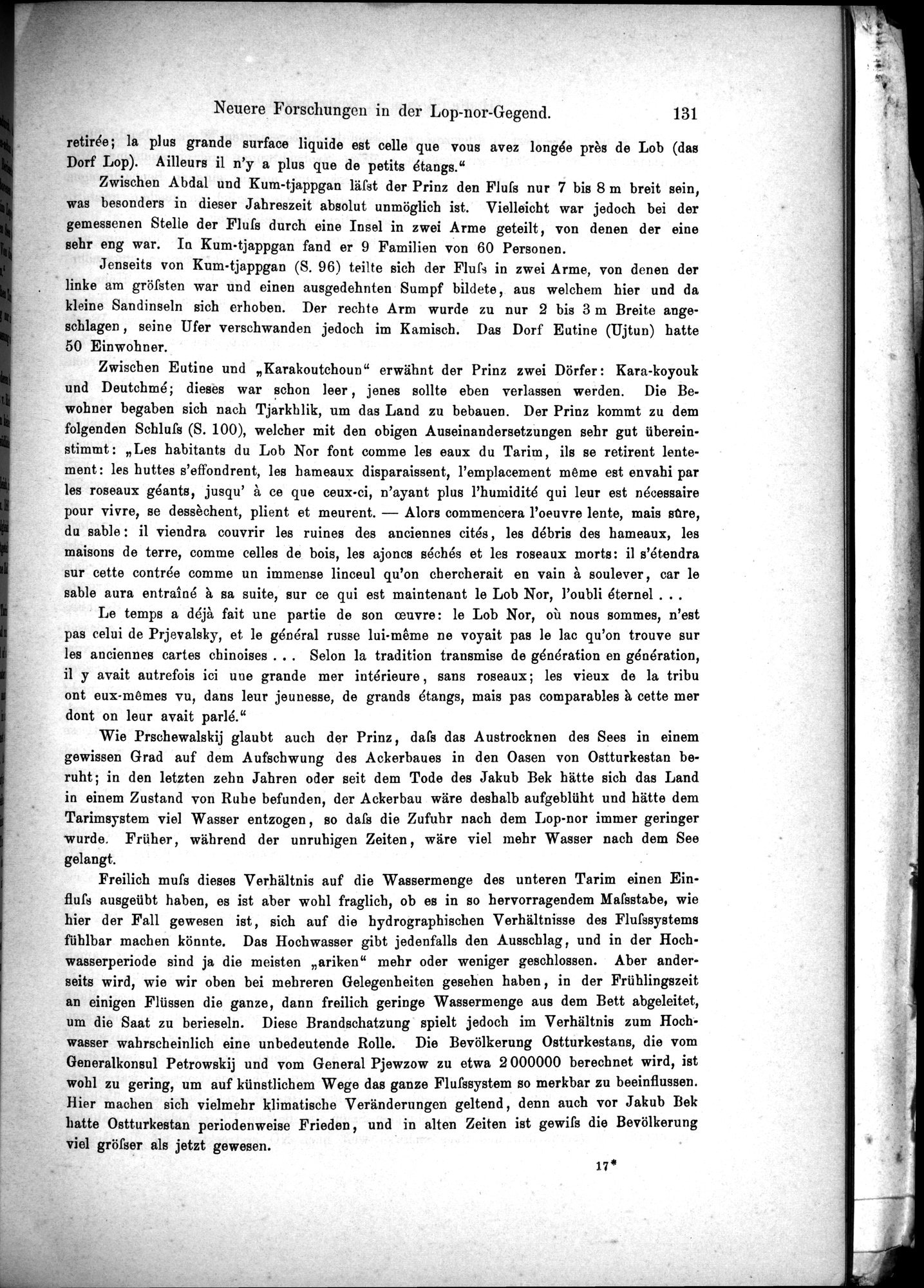 Die Geographische-Wissenschaftlichen Ergebnisse meiner Reisen in Zentralasien, 1894-1897 : vol.1 / Page 143 (Grayscale High Resolution Image)