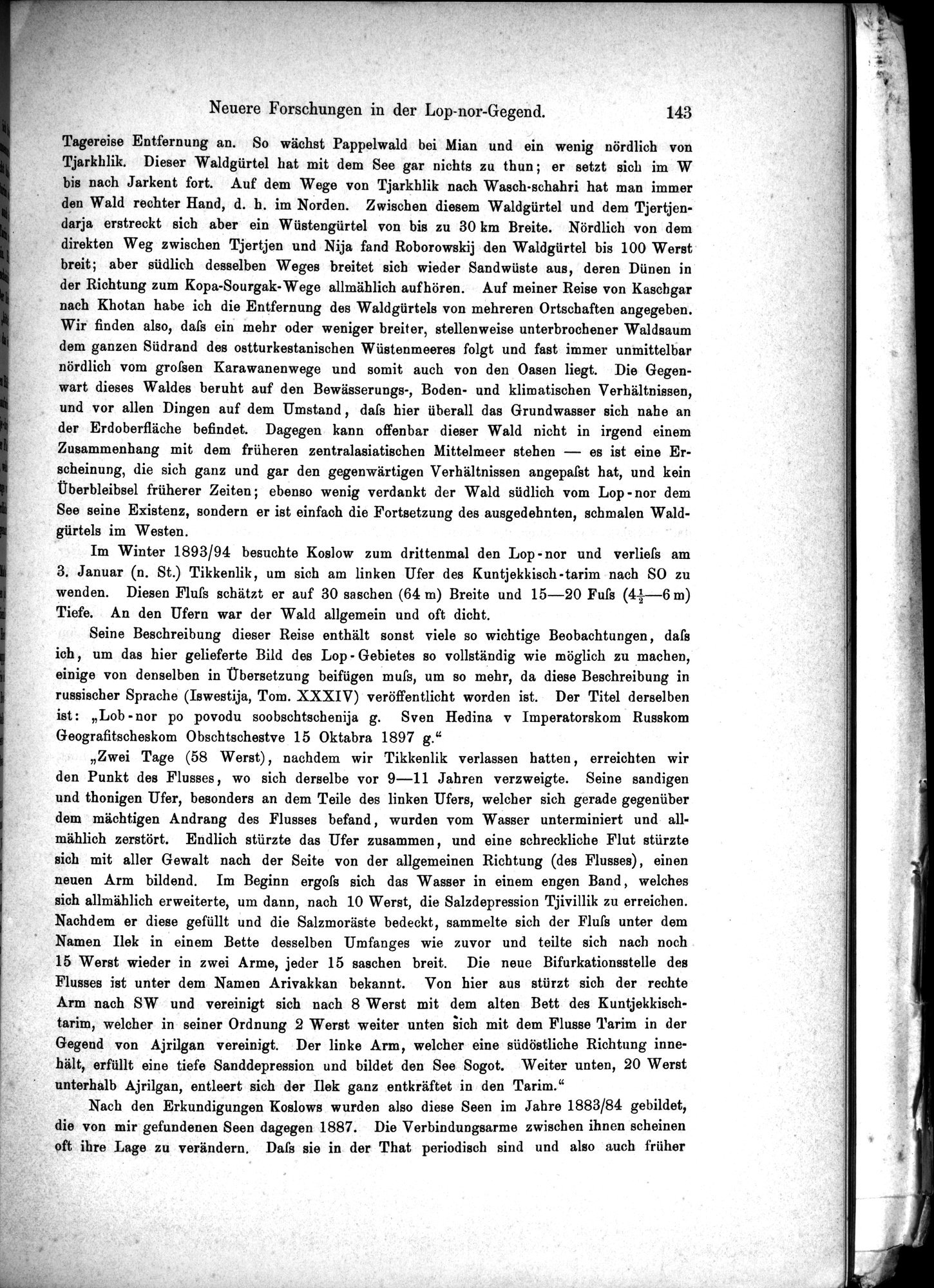 Die Geographische-Wissenschaftlichen Ergebnisse meiner Reisen in Zentralasien, 1894-1897 : vol.1 / Page 155 (Grayscale High Resolution Image)