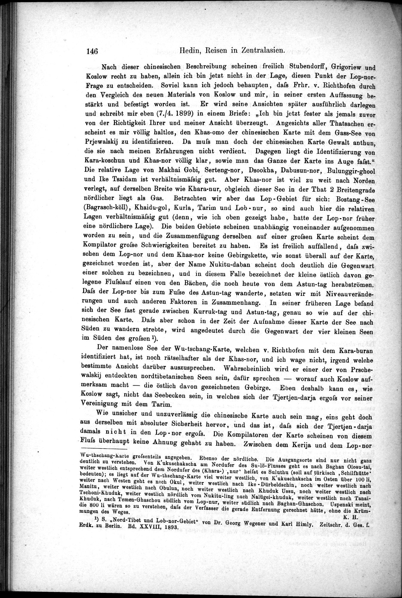 Die Geographische-Wissenschaftlichen Ergebnisse meiner Reisen in Zentralasien, 1894-1897 : vol.1 / 158 ページ（白黒高解像度画像）