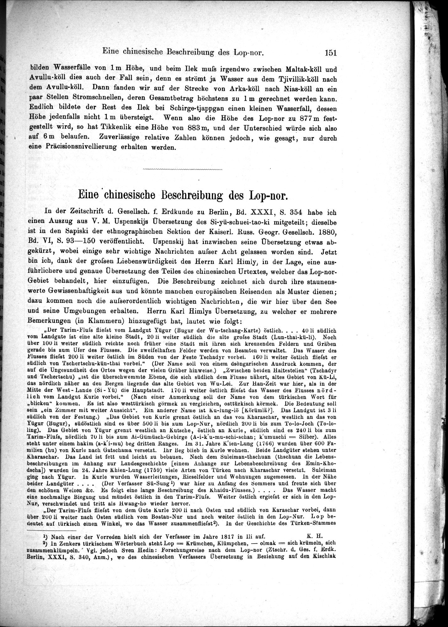 Die Geographische-Wissenschaftlichen Ergebnisse meiner Reisen in Zentralasien, 1894-1897 : vol.1 / Page 163 (Grayscale High Resolution Image)