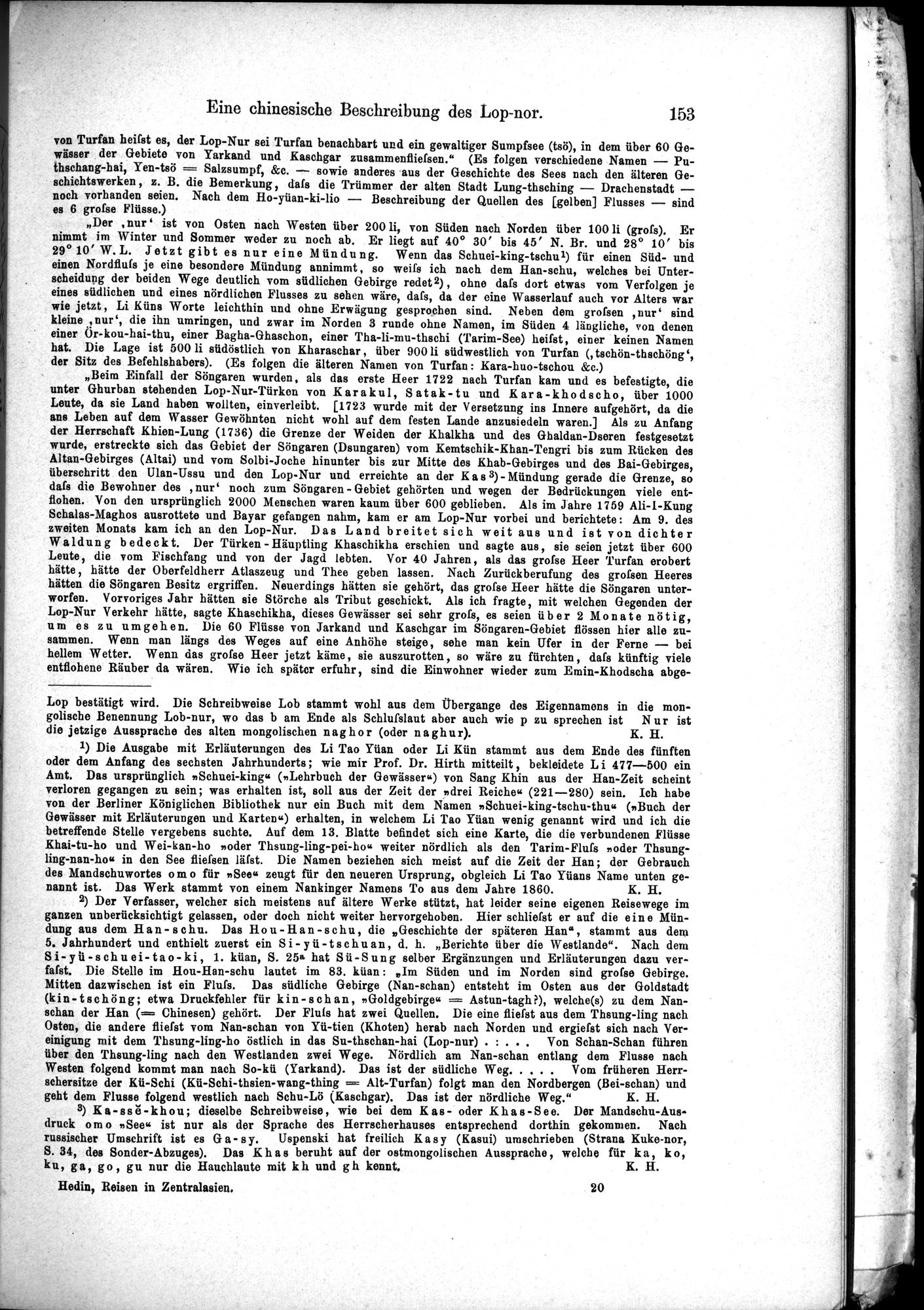 Die Geographische-Wissenschaftlichen Ergebnisse meiner Reisen in Zentralasien, 1894-1897 : vol.1 / Page 165 (Grayscale High Resolution Image)