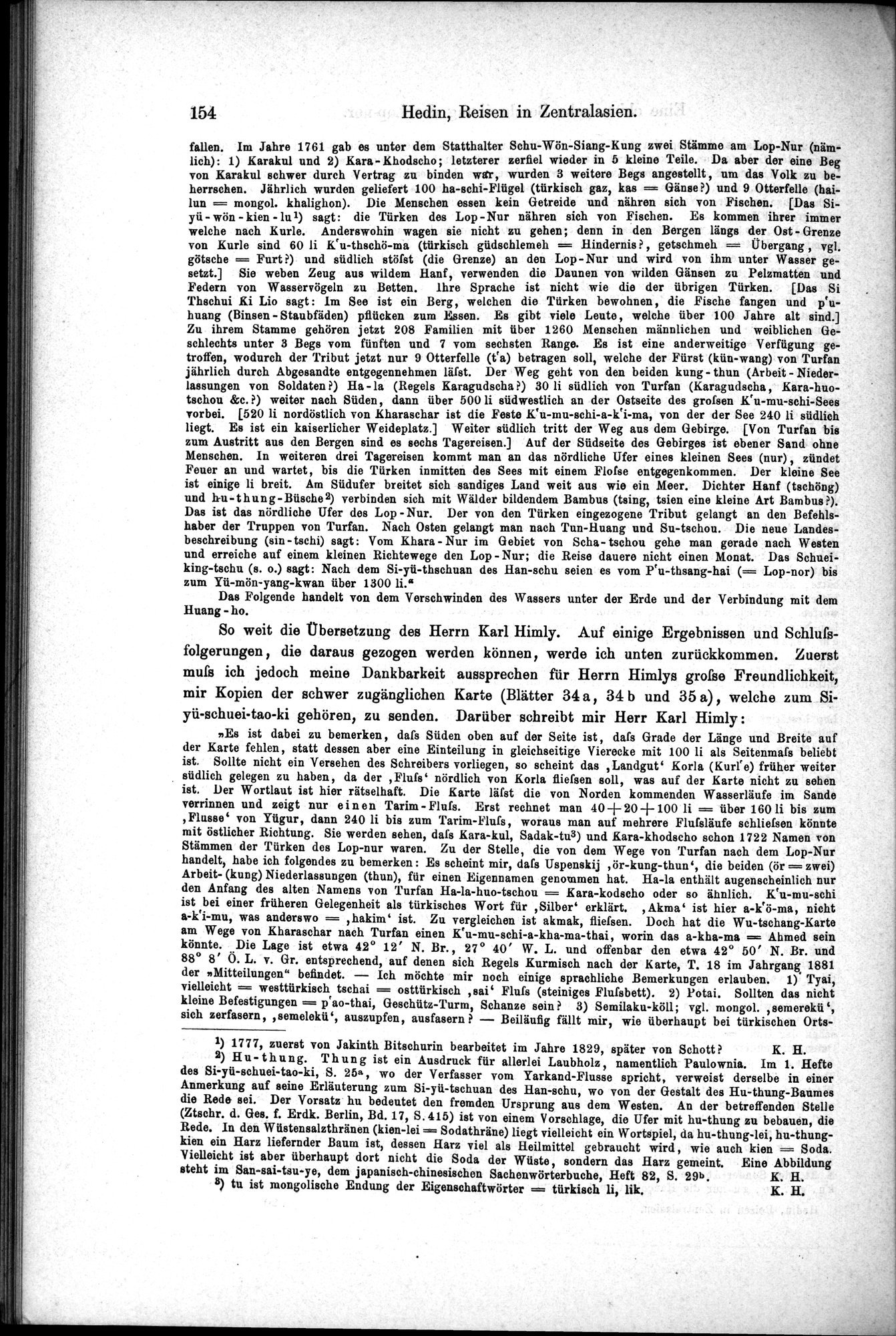 Die Geographische-Wissenschaftlichen Ergebnisse meiner Reisen in Zentralasien, 1894-1897 : vol.1 / Page 166 (Grayscale High Resolution Image)