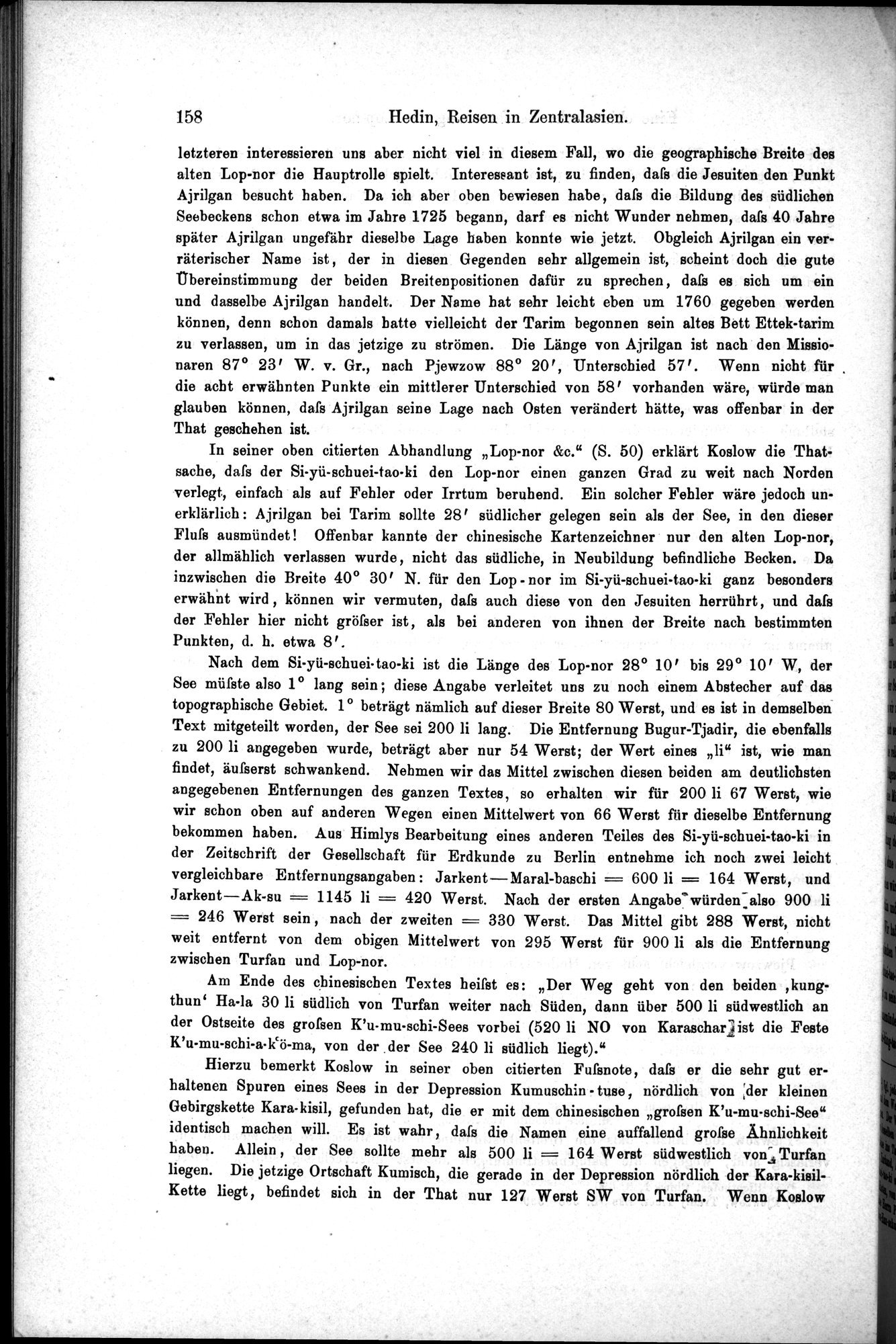 Die Geographische-Wissenschaftlichen Ergebnisse meiner Reisen in Zentralasien, 1894-1897 : vol.1 / Page 170 (Grayscale High Resolution Image)