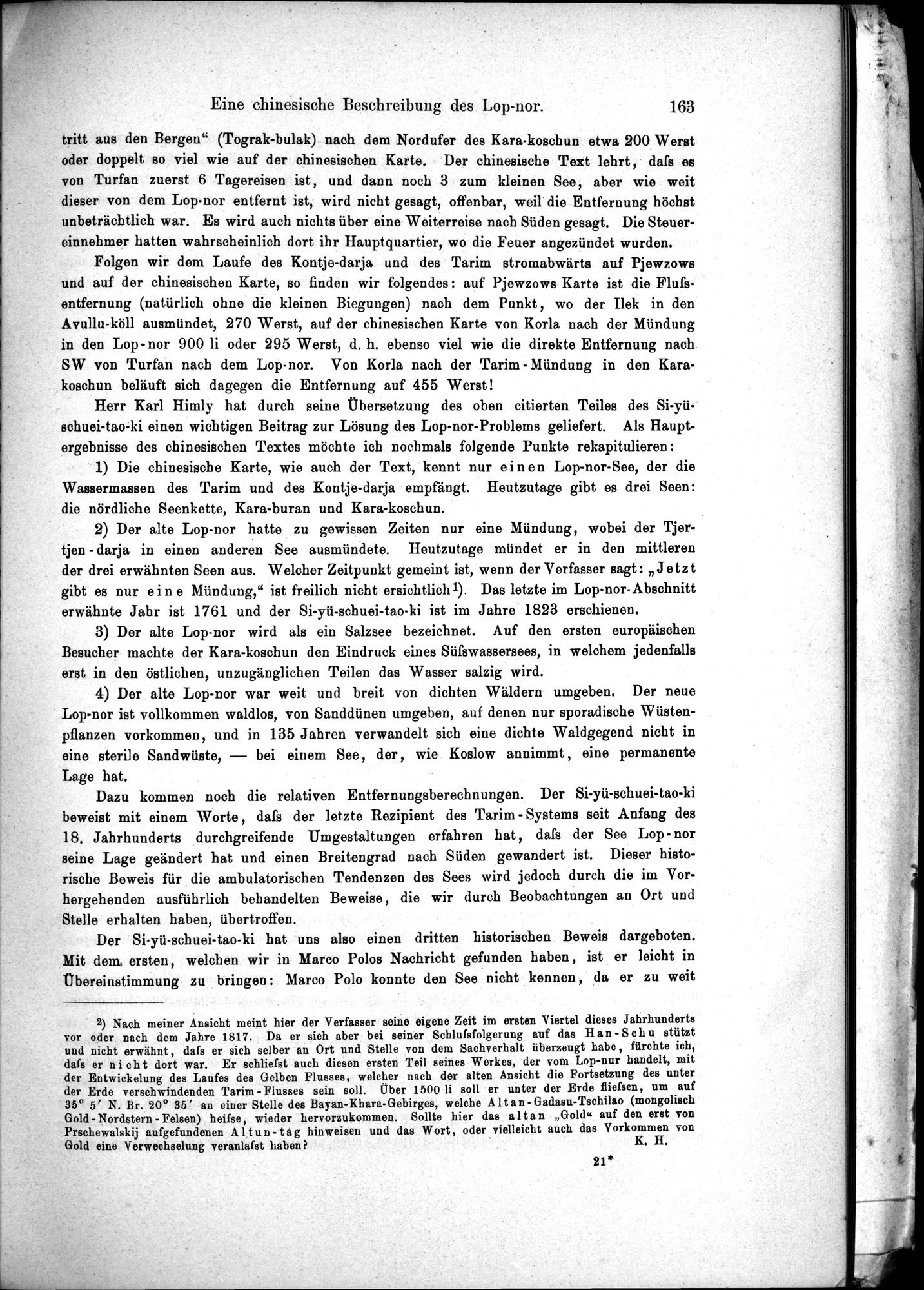 Die Geographische-Wissenschaftlichen Ergebnisse meiner Reisen in Zentralasien, 1894-1897 : vol.1 / Page 175 (Grayscale High Resolution Image)