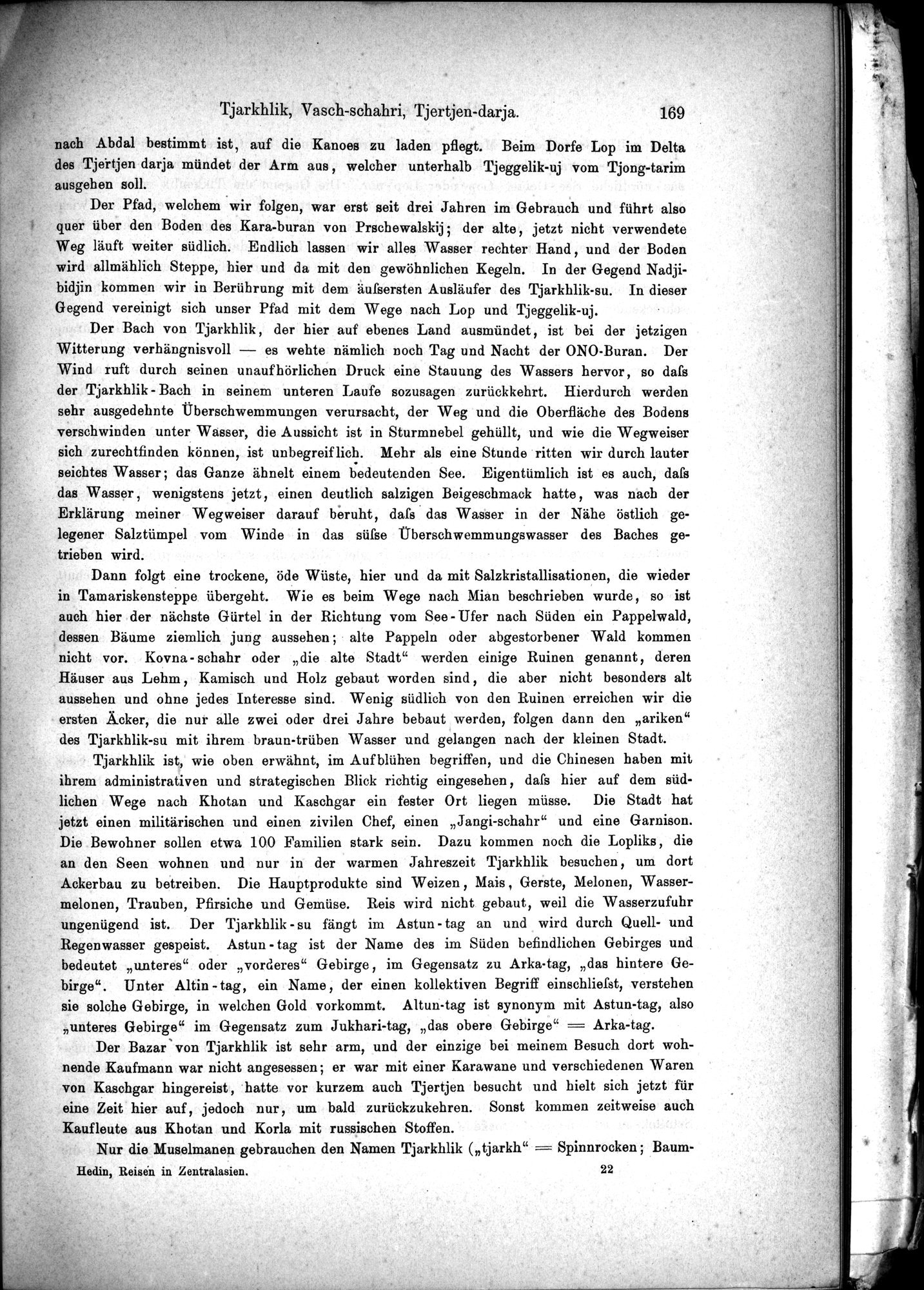 Die Geographische-Wissenschaftlichen Ergebnisse meiner Reisen in Zentralasien, 1894-1897 : vol.1 / Page 181 (Grayscale High Resolution Image)