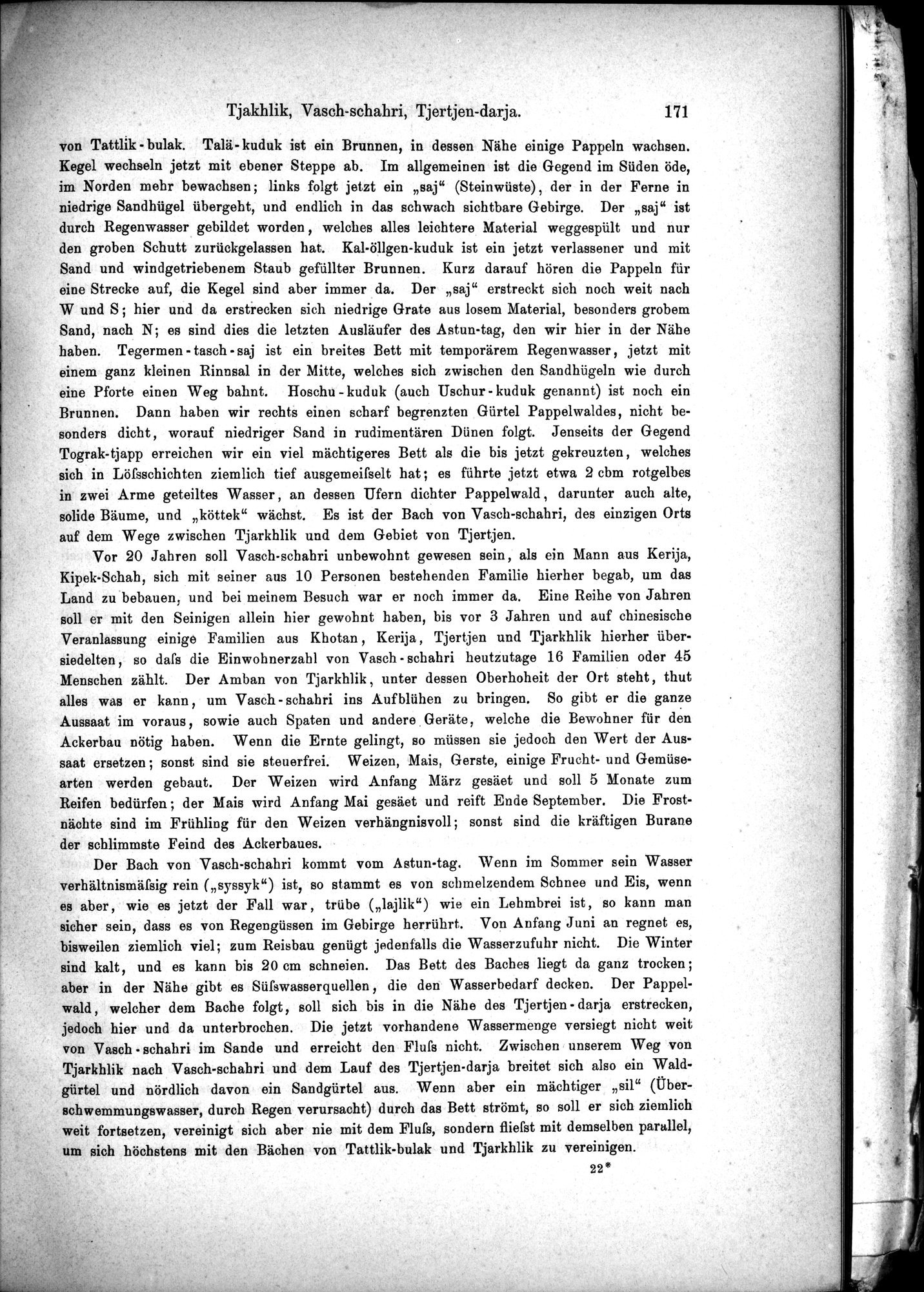 Die Geographische-Wissenschaftlichen Ergebnisse meiner Reisen in Zentralasien, 1894-1897 : vol.1 / Page 183 (Grayscale High Resolution Image)