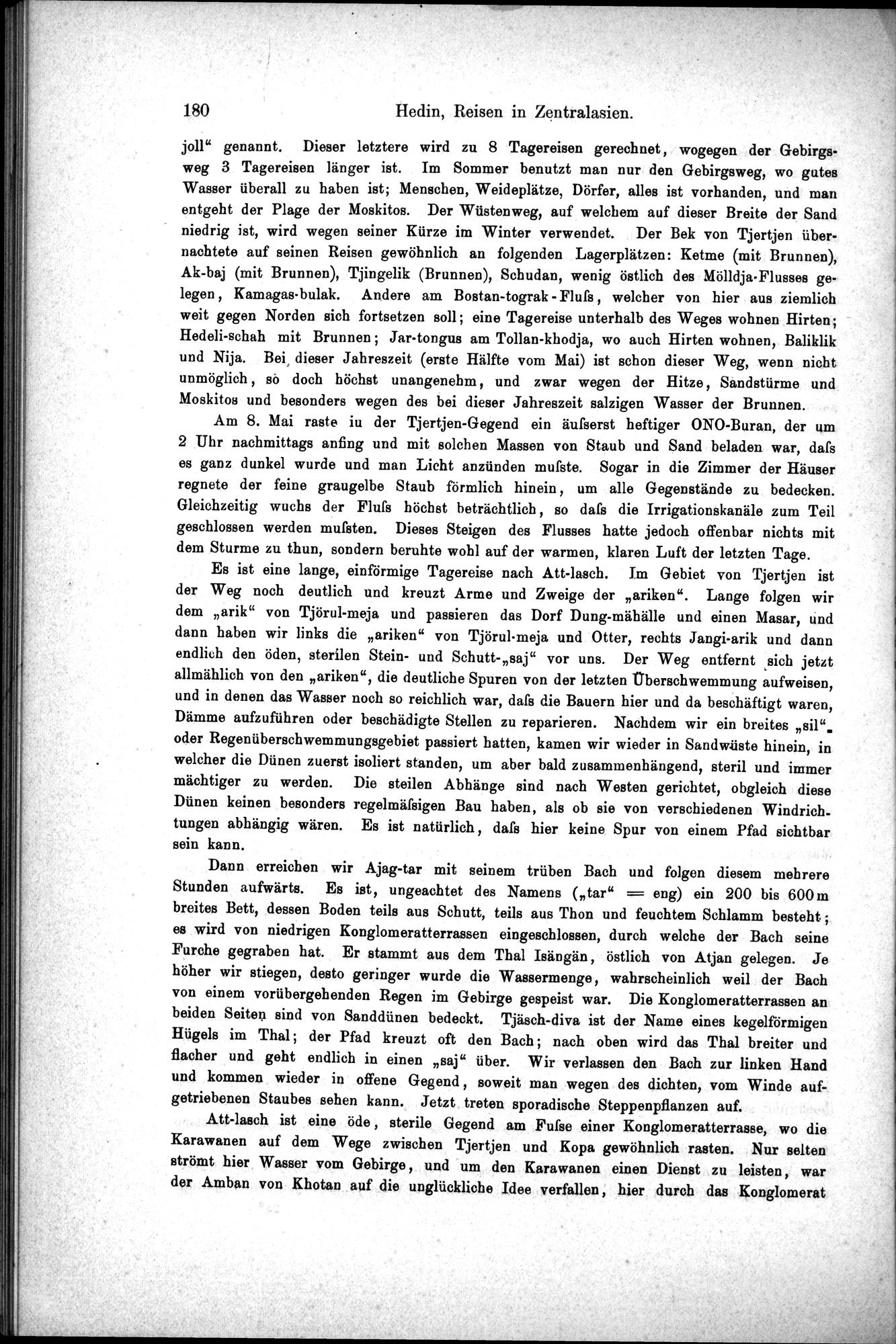 Die Geographische-Wissenschaftlichen Ergebnisse meiner Reisen in Zentralasien, 1894-1897 : vol.1 / Page 192 (Grayscale High Resolution Image)