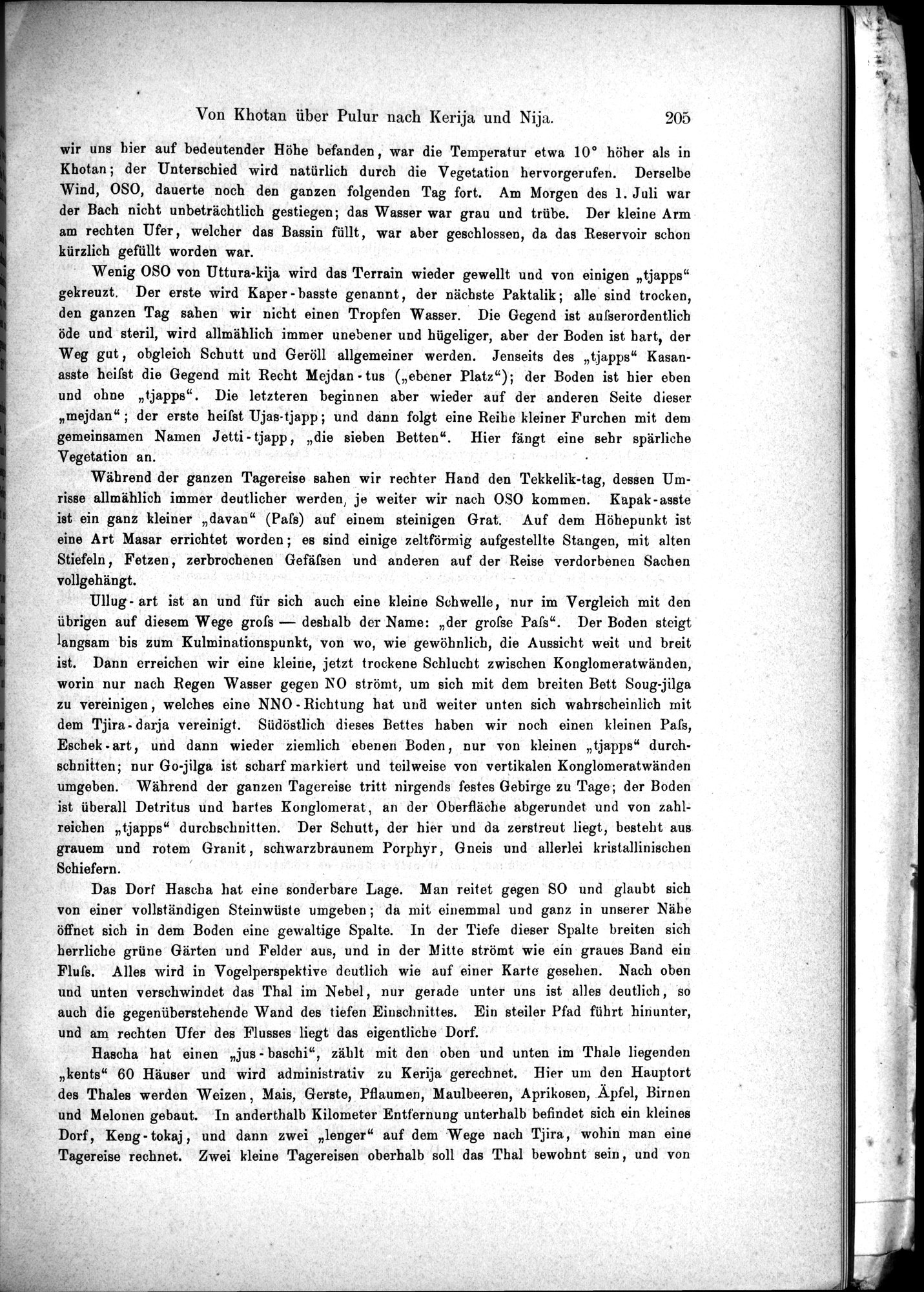 Die Geographische-Wissenschaftlichen Ergebnisse meiner Reisen in Zentralasien, 1894-1897 : vol.1 / Page 217 (Grayscale High Resolution Image)