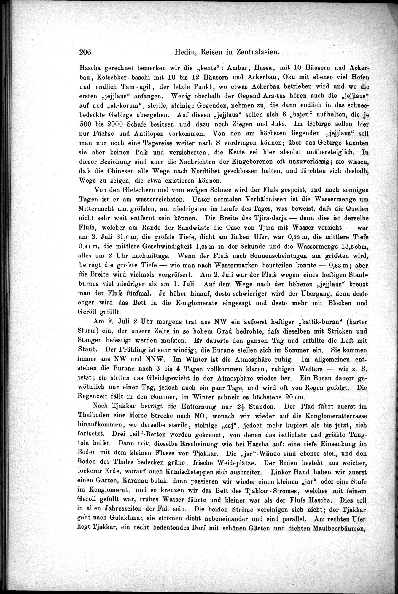 Die Geographische-Wissenschaftlichen Ergebnisse meiner Reisen in Zentralasien, 1894-1897 : vol.1 / Page 218 (Grayscale High Resolution Image)