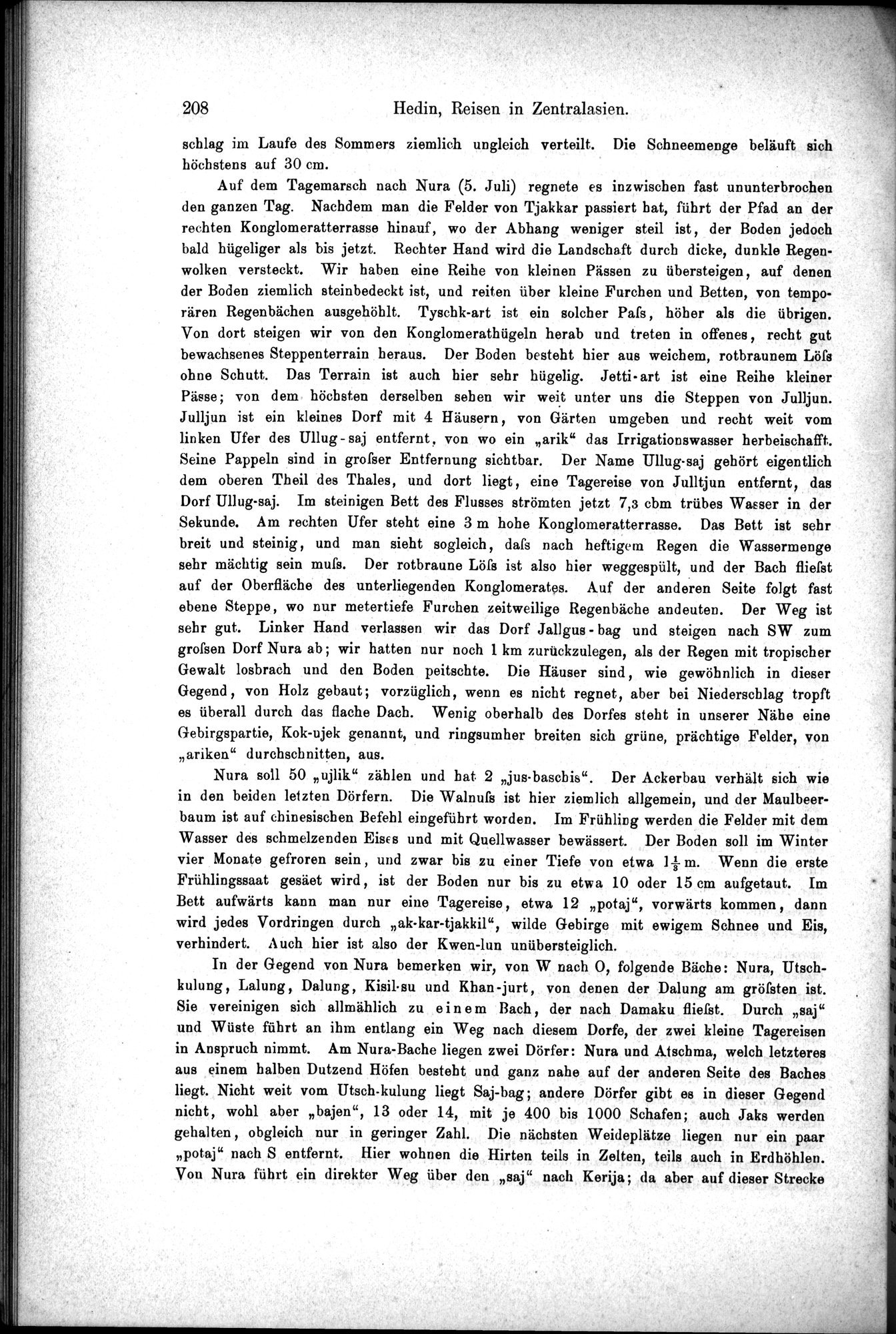 Die Geographische-Wissenschaftlichen Ergebnisse meiner Reisen in Zentralasien, 1894-1897 : vol.1 / Page 220 (Grayscale High Resolution Image)