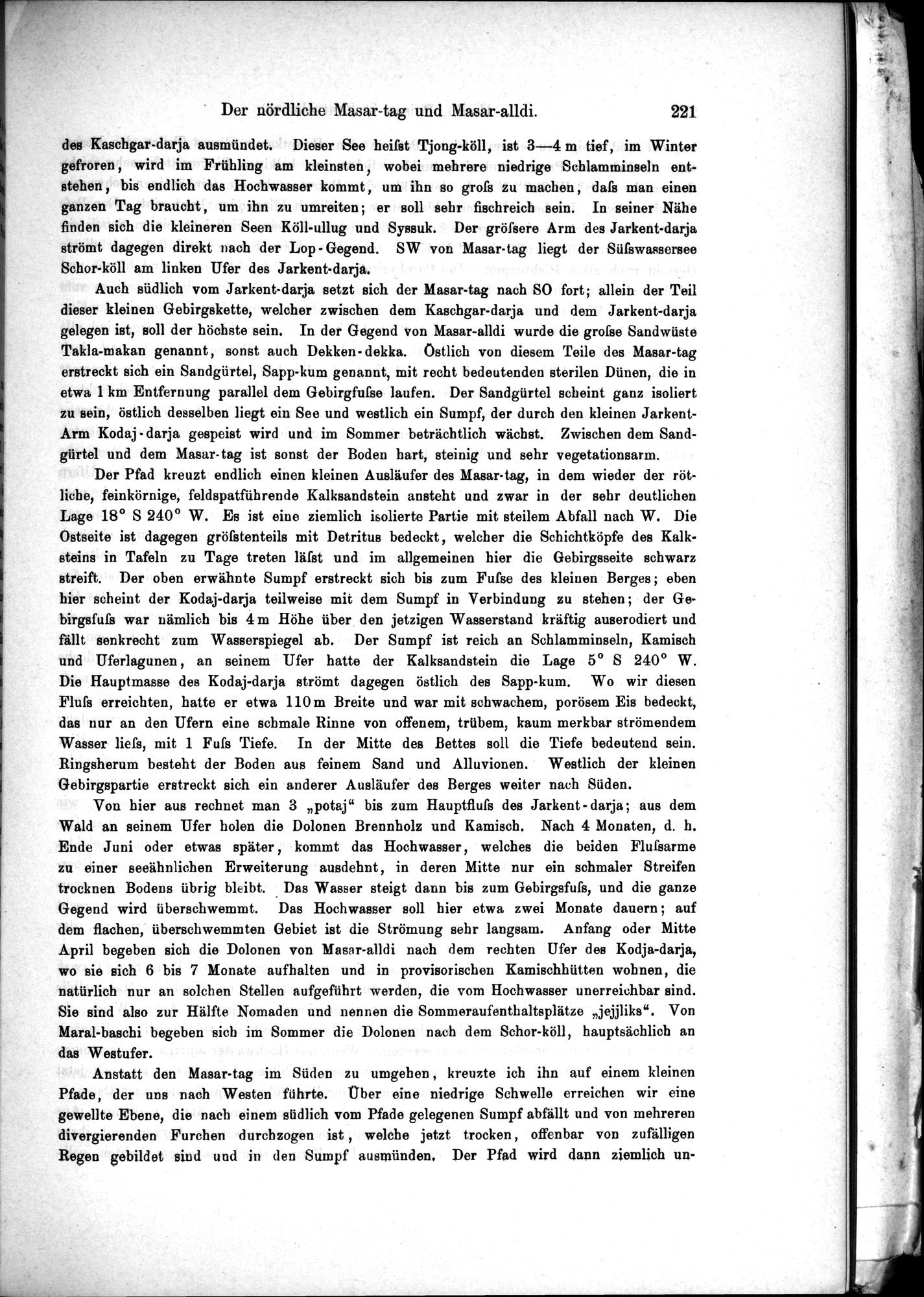 Die Geographische-Wissenschaftlichen Ergebnisse meiner Reisen in Zentralasien, 1894-1897 : vol.1 / Page 233 (Grayscale High Resolution Image)