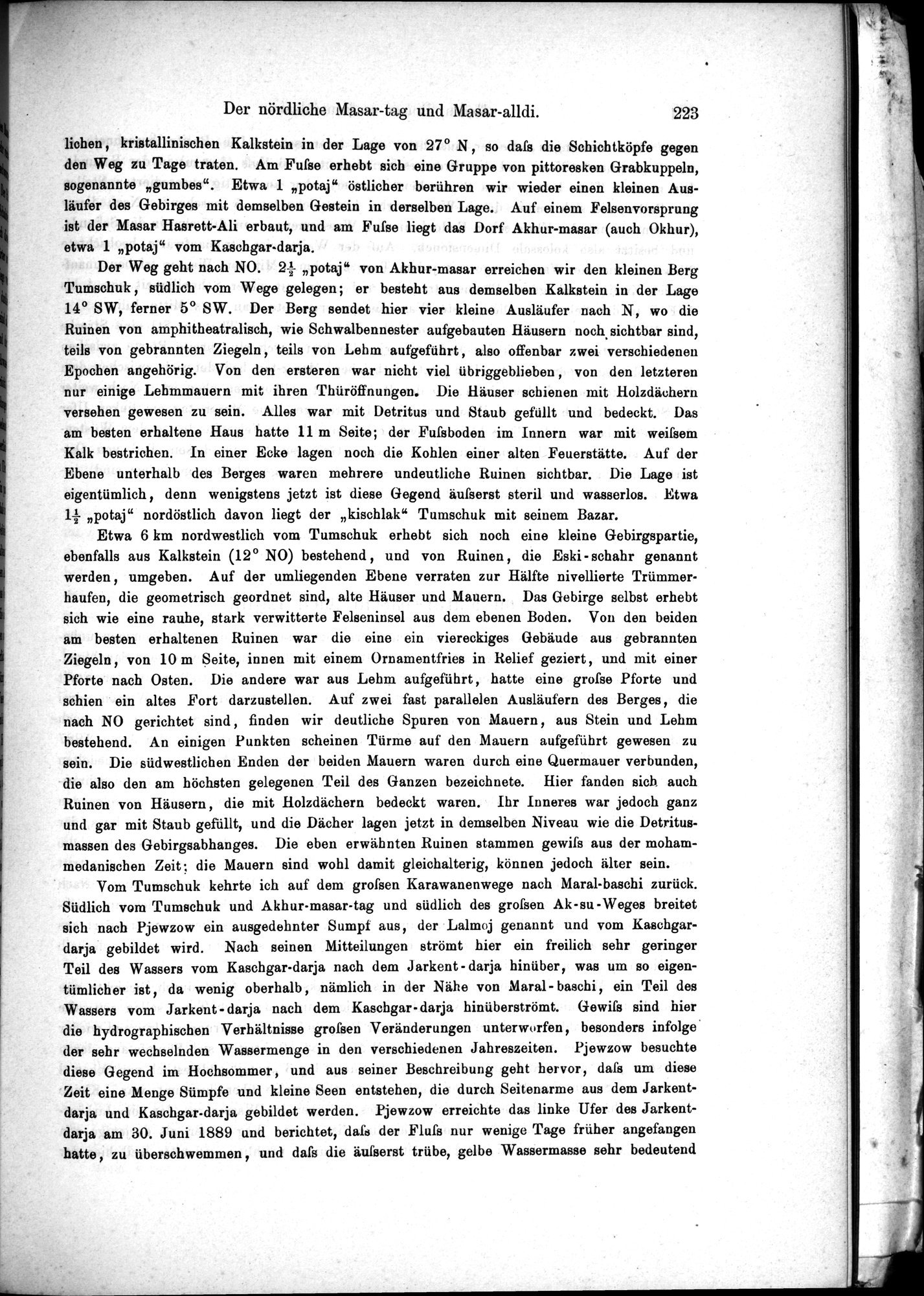 Die Geographische-Wissenschaftlichen Ergebnisse meiner Reisen in Zentralasien, 1894-1897 : vol.1 / Page 235 (Grayscale High Resolution Image)