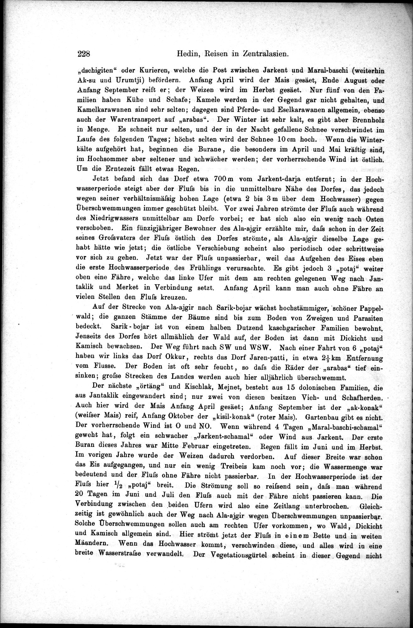 Die Geographische-Wissenschaftlichen Ergebnisse meiner Reisen in Zentralasien, 1894-1897 : vol.1 / Page 240 (Grayscale High Resolution Image)