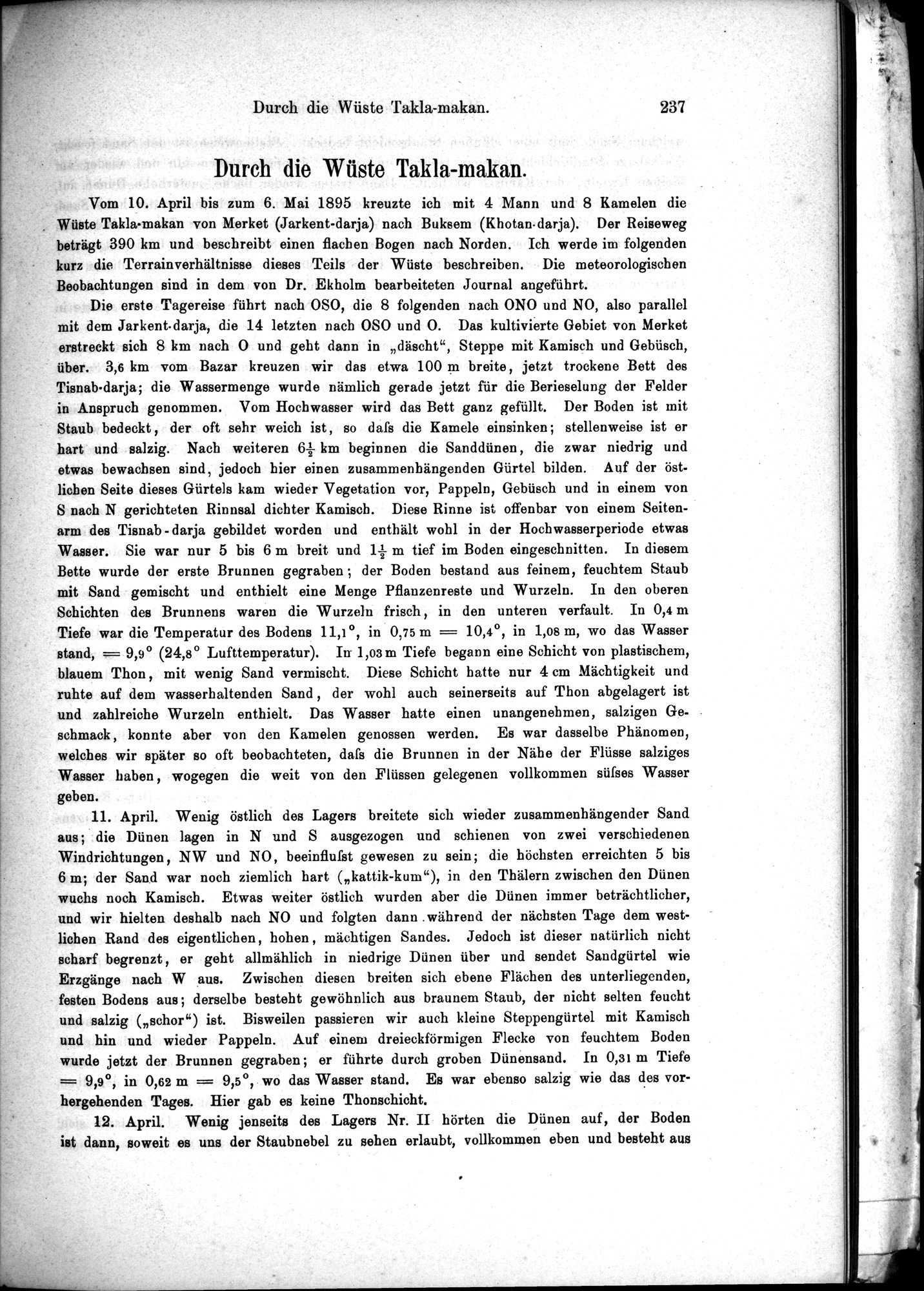 Die Geographische-Wissenschaftlichen Ergebnisse meiner Reisen in Zentralasien, 1894-1897 : vol.1 / 249 ページ（白黒高解像度画像）