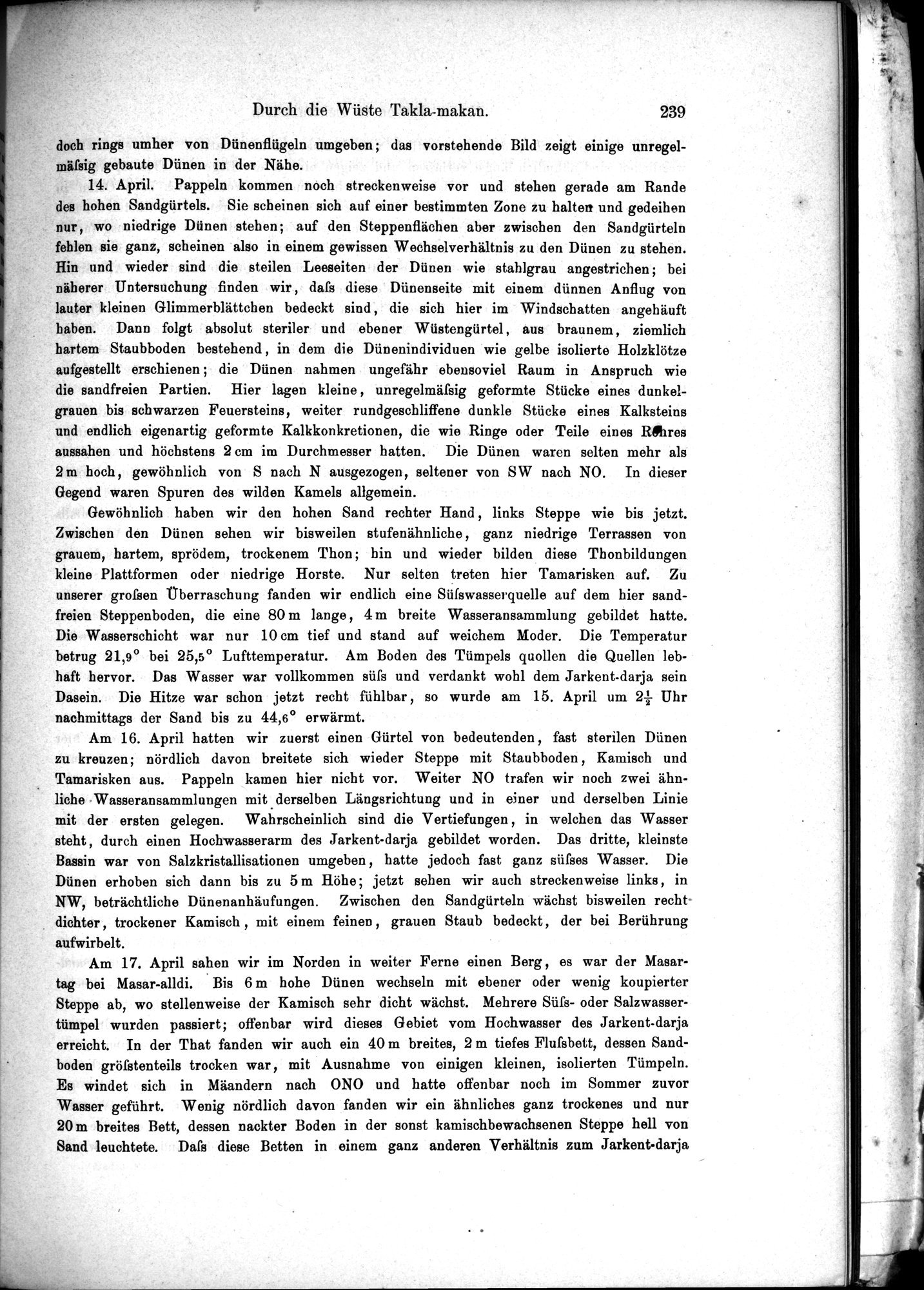 Die Geographische-Wissenschaftlichen Ergebnisse meiner Reisen in Zentralasien, 1894-1897 : vol.1 / Page 251 (Grayscale High Resolution Image)