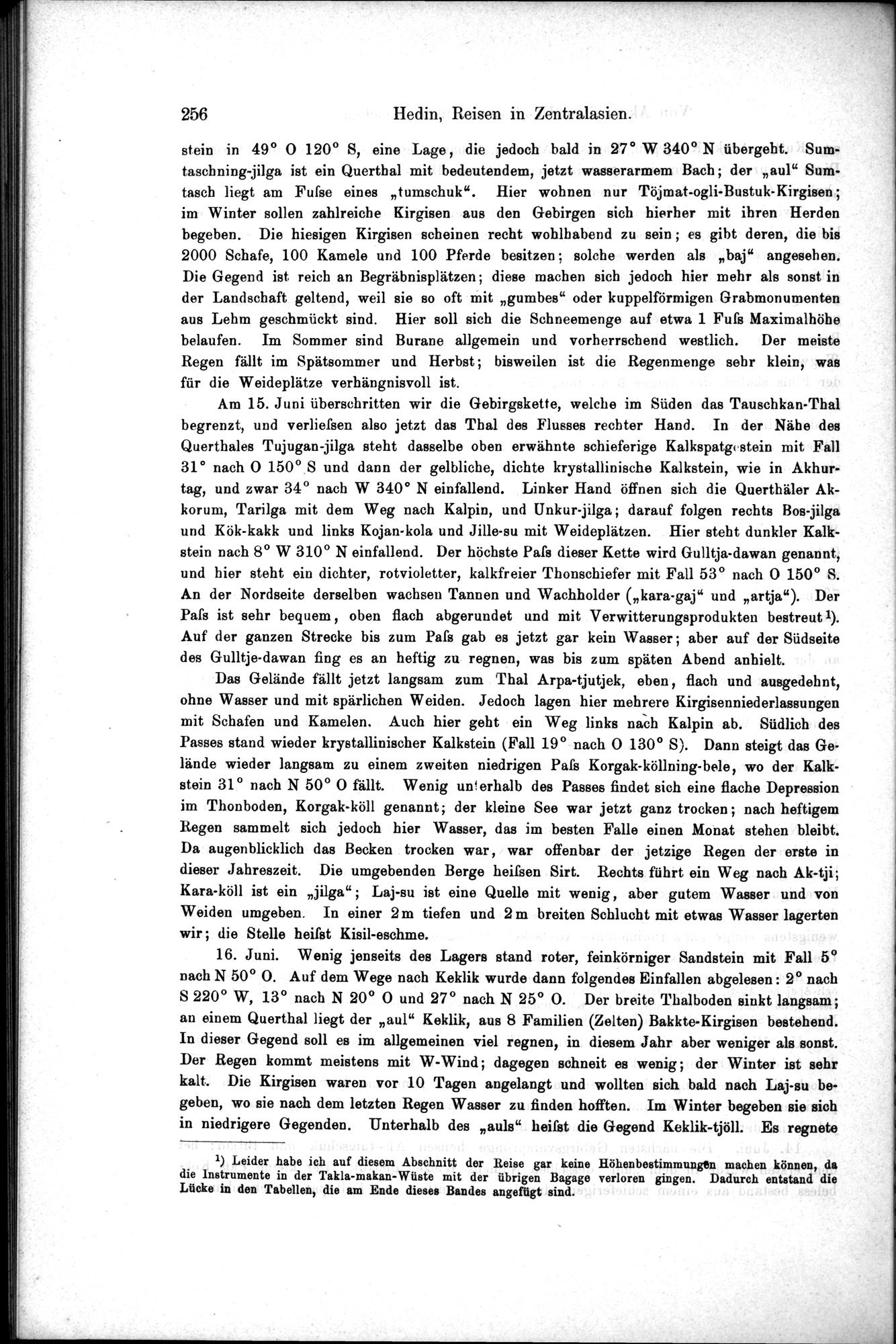 Die Geographische-Wissenschaftlichen Ergebnisse meiner Reisen in Zentralasien, 1894-1897 : vol.1 / Page 268 (Grayscale High Resolution Image)