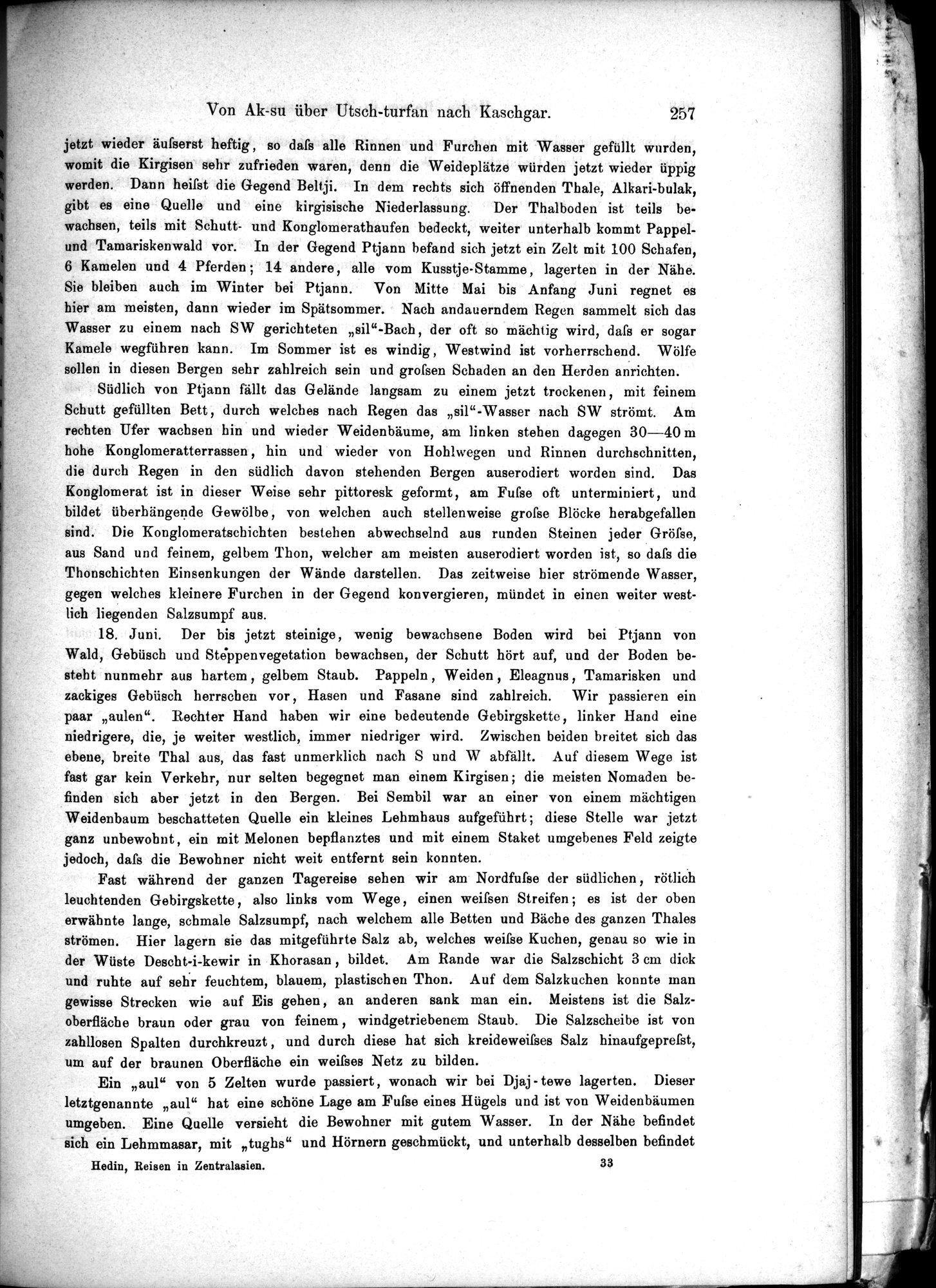 Die Geographische-Wissenschaftlichen Ergebnisse meiner Reisen in Zentralasien, 1894-1897 : vol.1 / Page 269 (Grayscale High Resolution Image)
