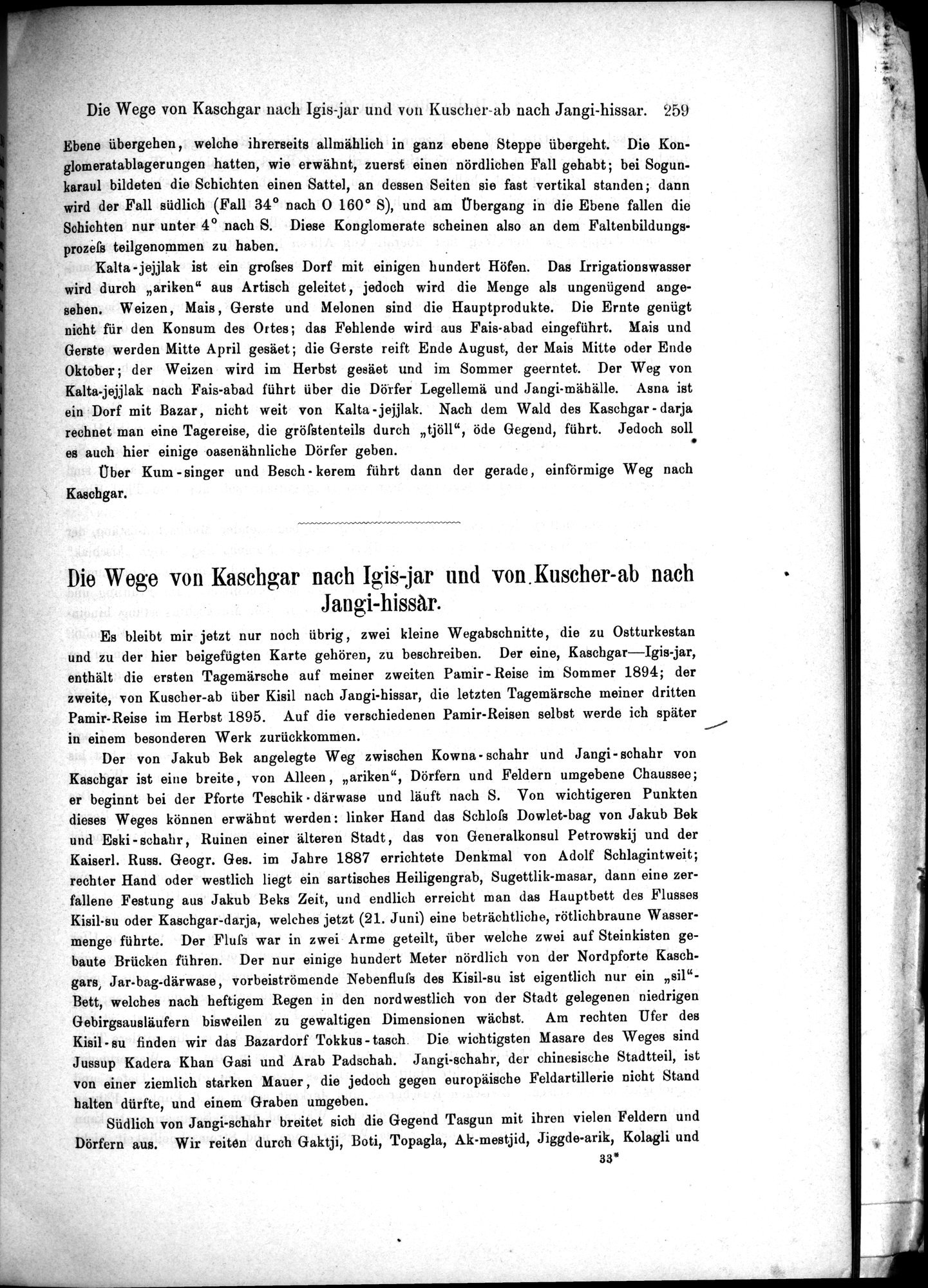 Die Geographische-Wissenschaftlichen Ergebnisse meiner Reisen in Zentralasien, 1894-1897 : vol.1 / Page 271 (Grayscale High Resolution Image)