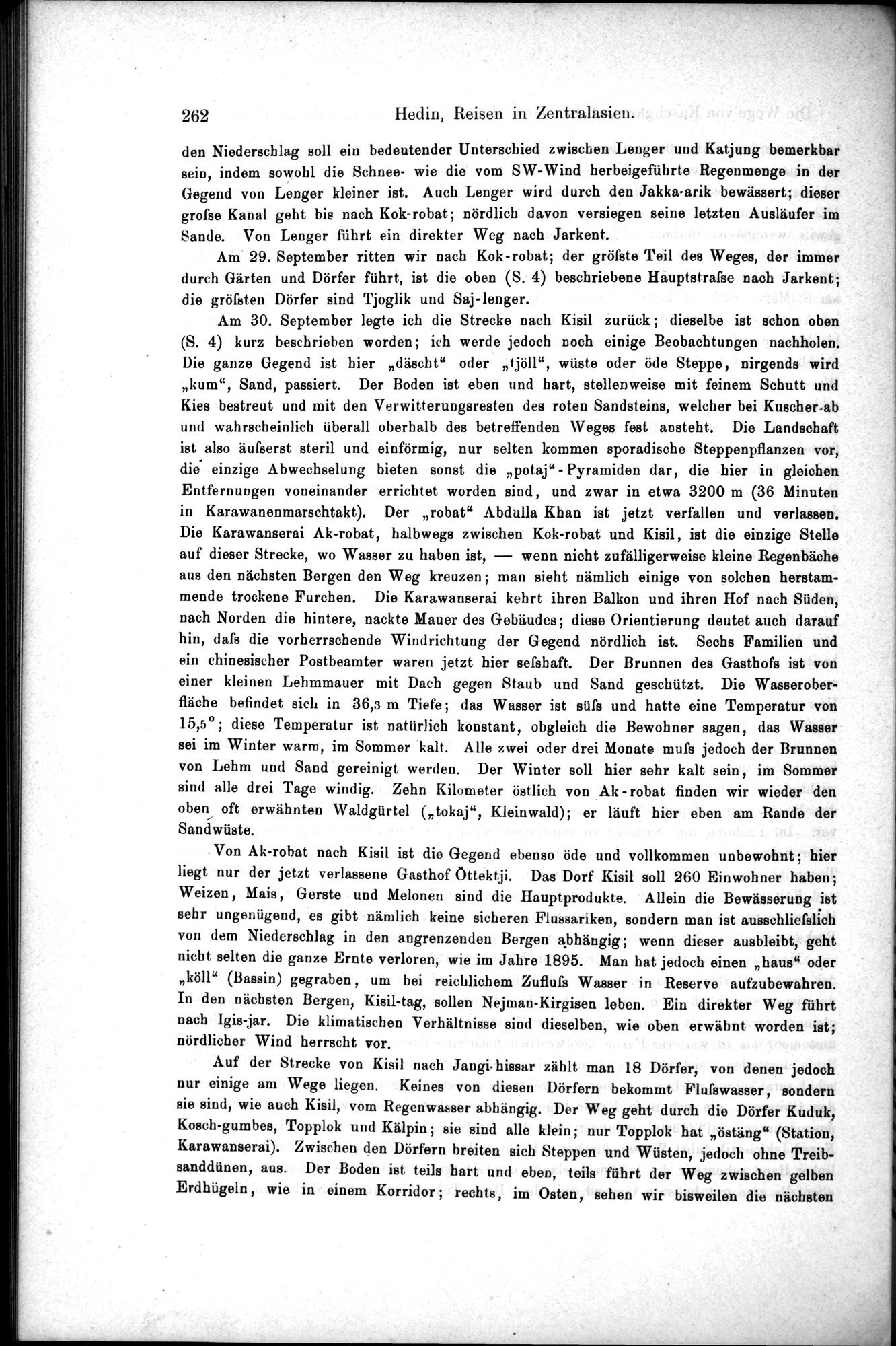 Die Geographische-Wissenschaftlichen Ergebnisse meiner Reisen in Zentralasien, 1894-1897 : vol.1 / Page 274 (Grayscale High Resolution Image)