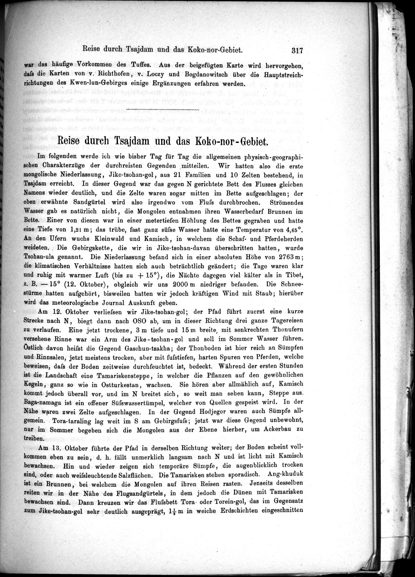 Die Geographische-Wissenschaftlichen Ergebnisse meiner Reisen in Zentralasien, 1894-1897 : vol.1 / Page 329 (Grayscale High Resolution Image)