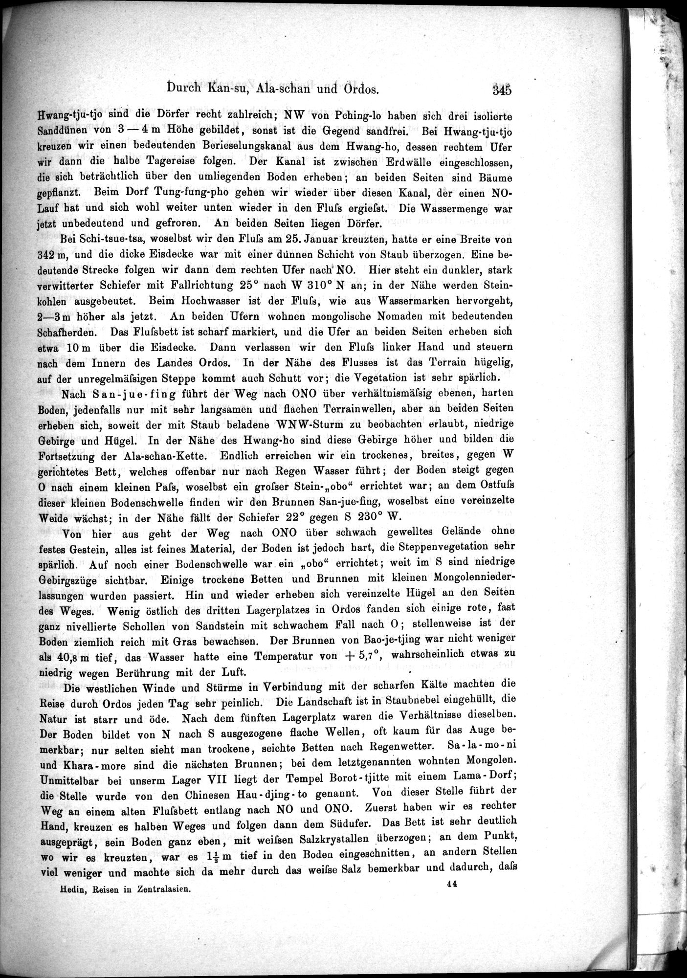 Die Geographische-Wissenschaftlichen Ergebnisse meiner Reisen in Zentralasien, 1894-1897 : vol.1 / Page 357 (Grayscale High Resolution Image)