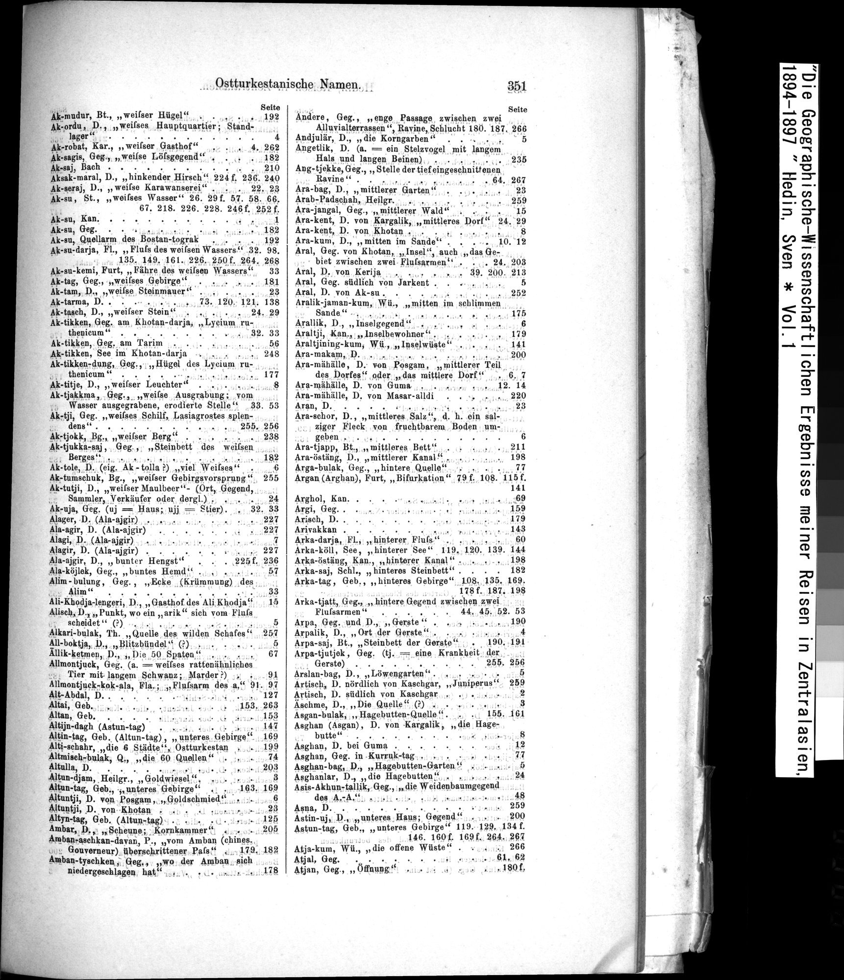 Die Geographische-Wissenschaftlichen Ergebnisse meiner Reisen in Zentralasien, 1894-1897 : vol.1 / 363 ページ（白黒高解像度画像）