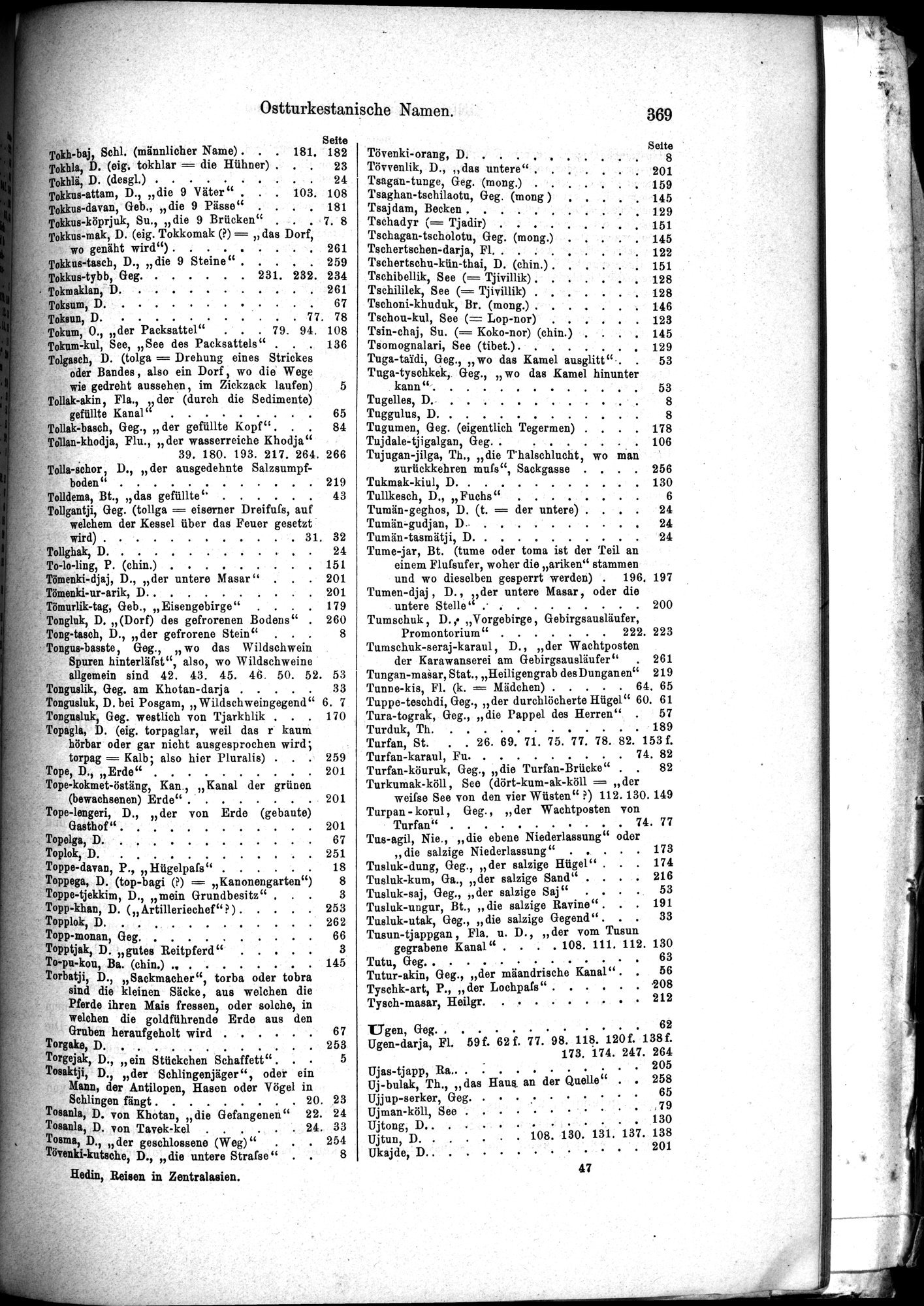 Die Geographische-Wissenschaftlichen Ergebnisse meiner Reisen in Zentralasien, 1894-1897 : vol.1 / 381 ページ（白黒高解像度画像）