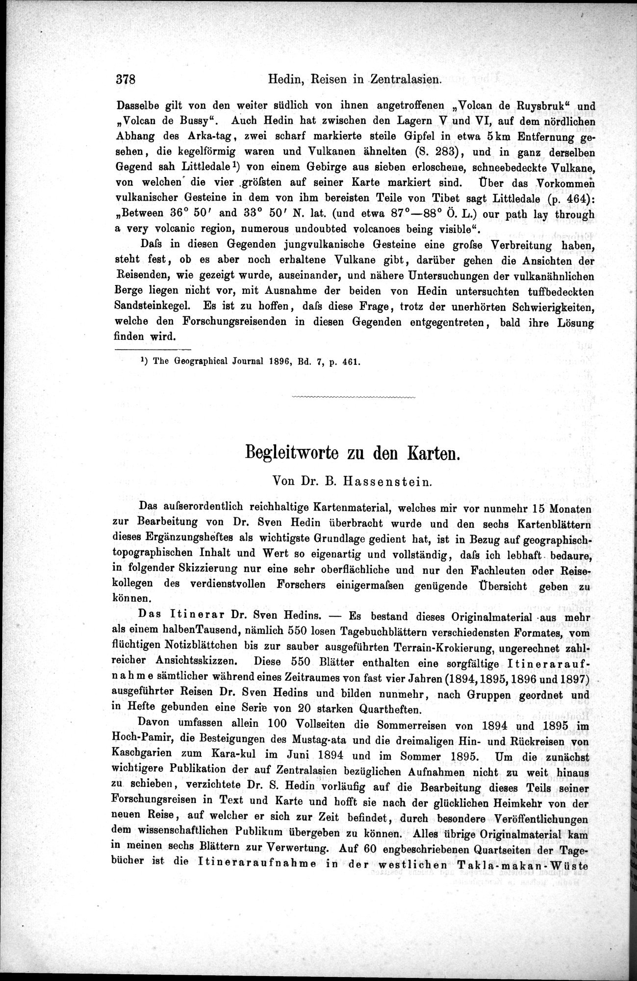 Die Geographische-Wissenschaftlichen Ergebnisse meiner Reisen in Zentralasien, 1894-1897 : vol.1 / 390 ページ（白黒高解像度画像）
