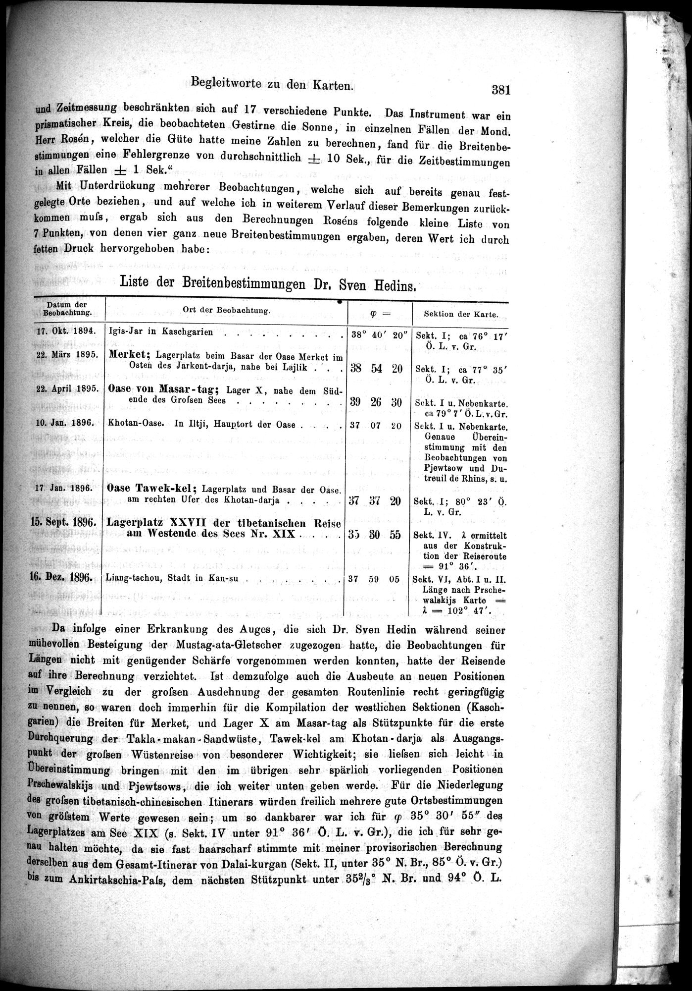 Die Geographische-Wissenschaftlichen Ergebnisse meiner Reisen in Zentralasien, 1894-1897 : vol.1 / Page 393 (Grayscale High Resolution Image)