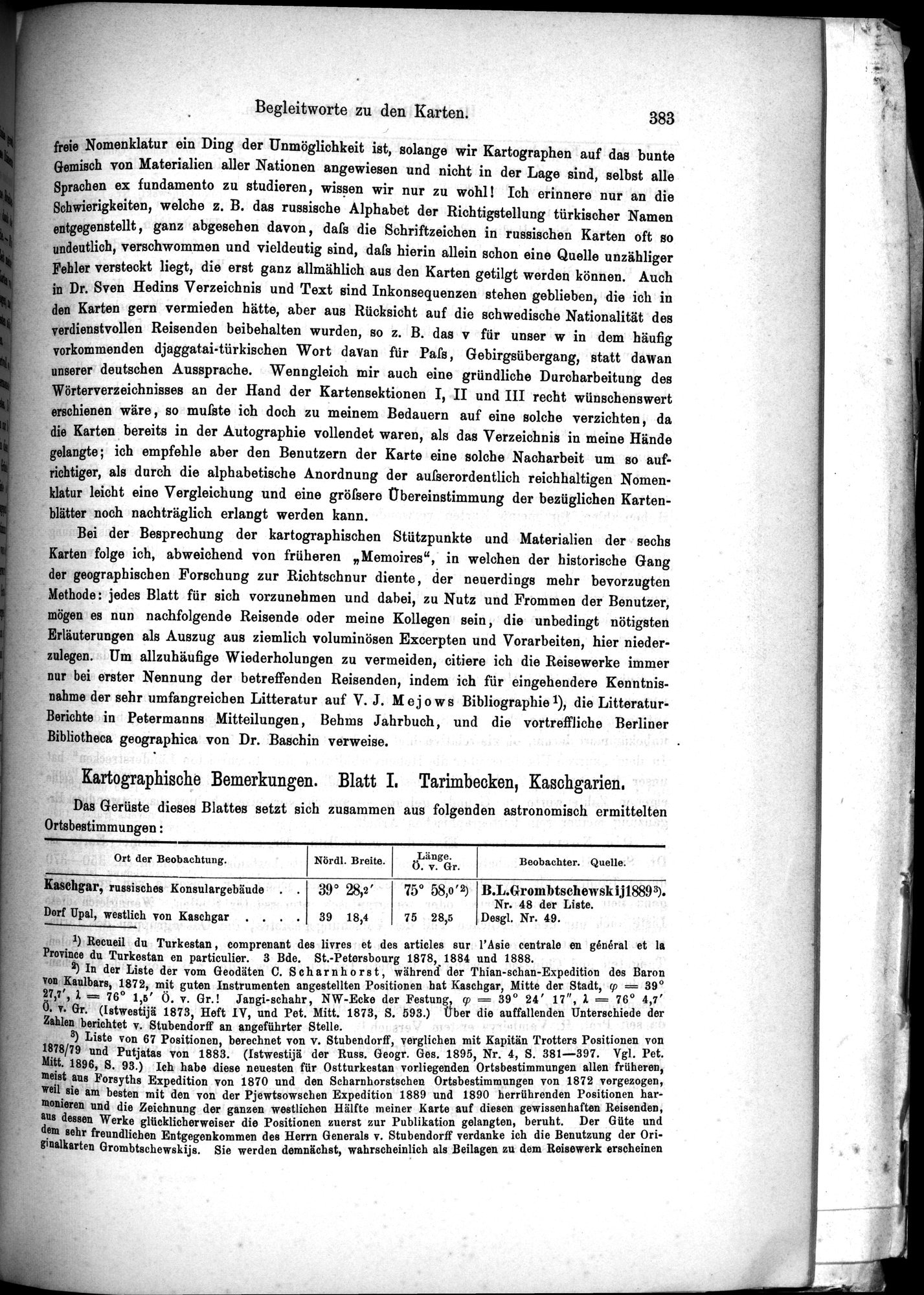 Die Geographische-Wissenschaftlichen Ergebnisse meiner Reisen in Zentralasien, 1894-1897 : vol.1 / 395 ページ（白黒高解像度画像）