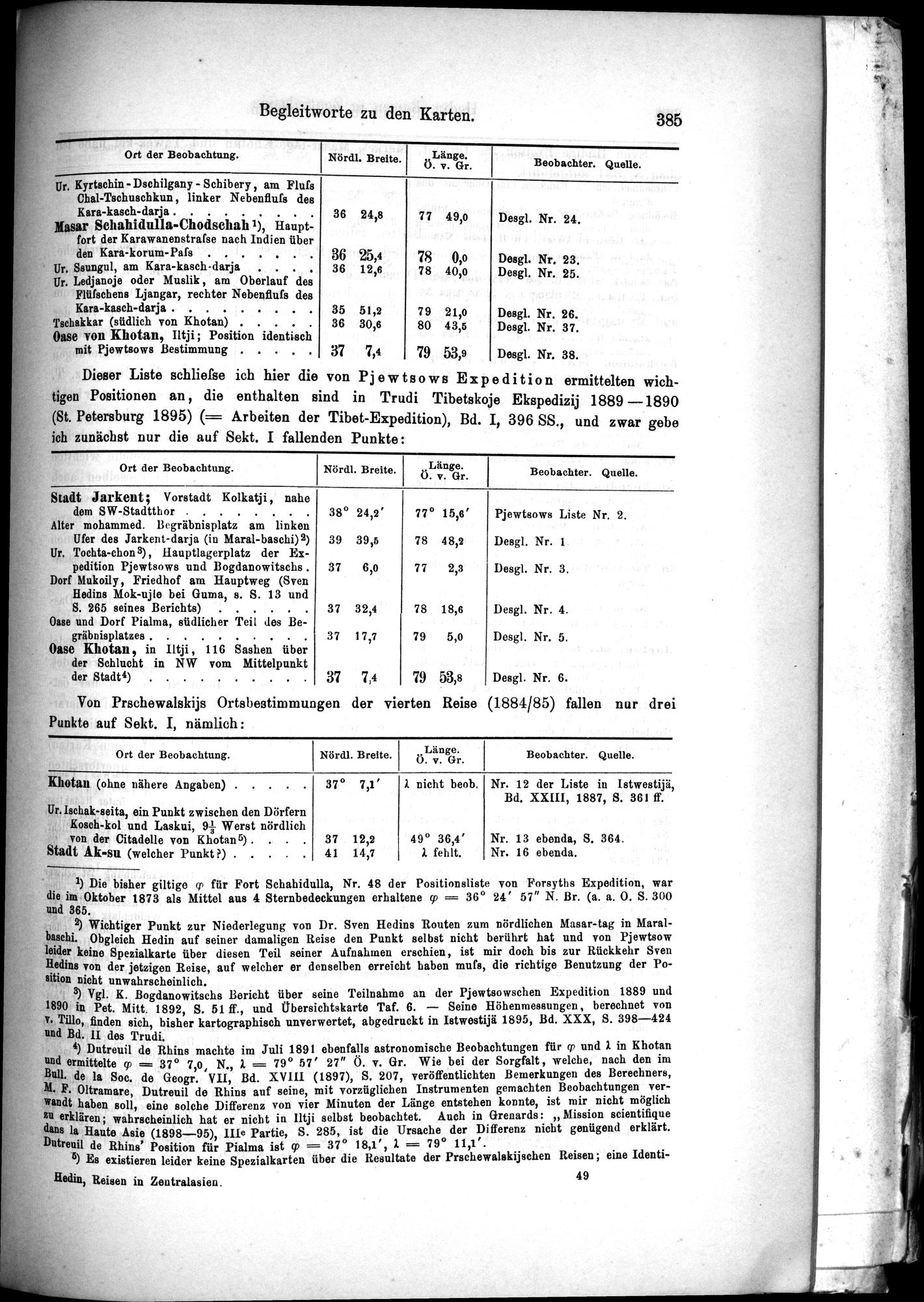Die Geographische-Wissenschaftlichen Ergebnisse meiner Reisen in Zentralasien, 1894-1897 : vol.1 / 397 ページ（白黒高解像度画像）