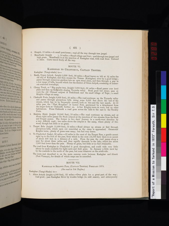 Report of a Mission to Yarkund in 1873 : vol.1 / Page 565 (Color Image)