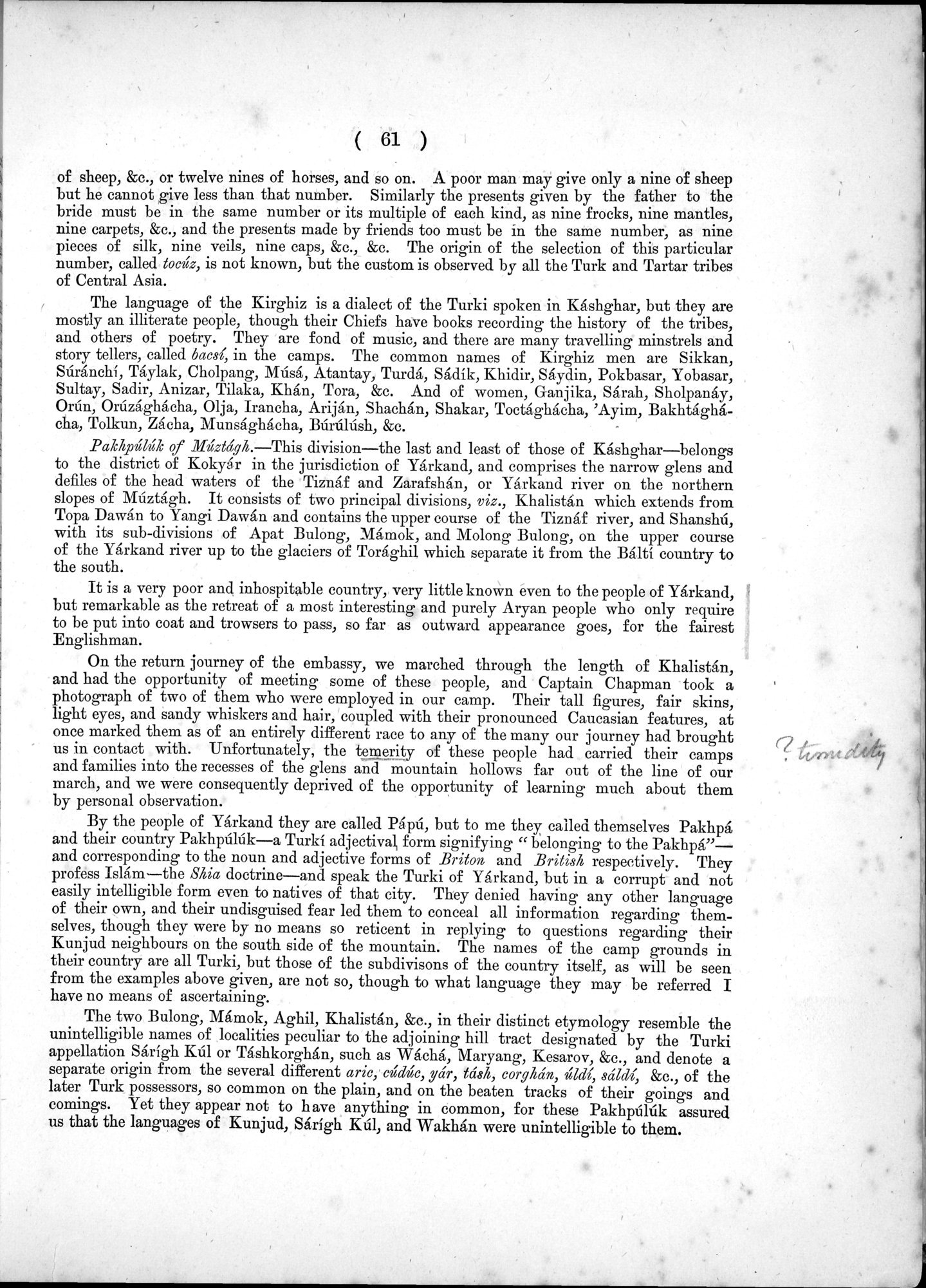Report of a Mission to Yarkund in 1873 : vol.1 / Page 103 (Grayscale High Resolution Image)