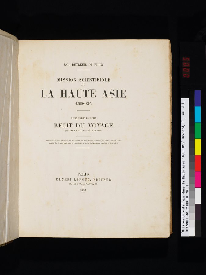 Mission Scientifique dans la Haute Asie 1890-1895 : vol.1 / 11 ページ（カラー画像）
