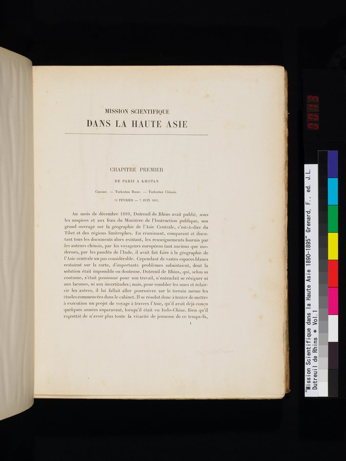 Mission Scientifique dans la Haute Asie 1890-1895 : vol.1 / 29 ページ（カラー画像）