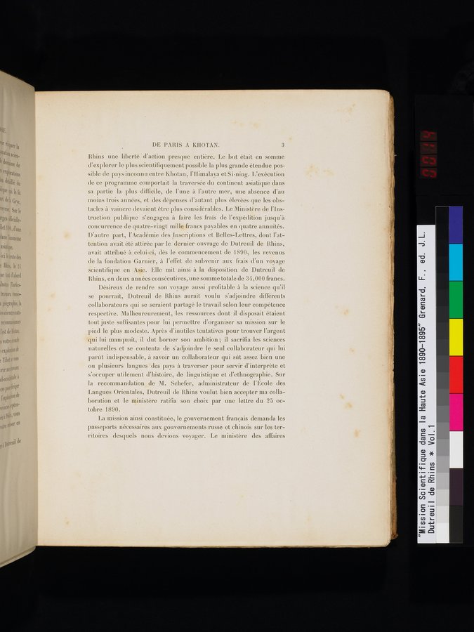 Mission Scientifique dans la Haute Asie 1890-1895 : vol.1 / 31 ページ（カラー画像）