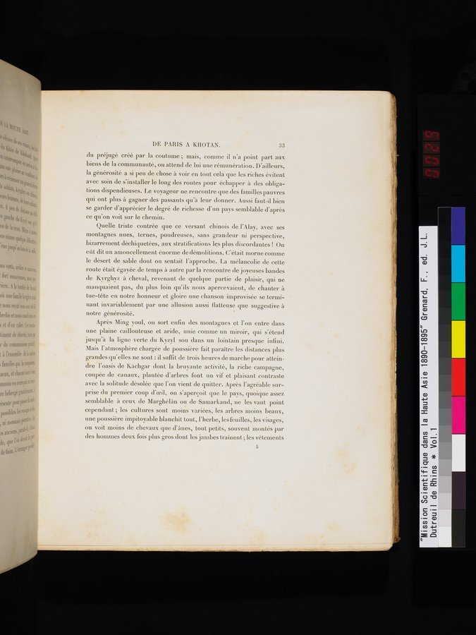 Mission Scientifique dans la Haute Asie 1890-1895 : vol.1 / 61 ページ（カラー画像）