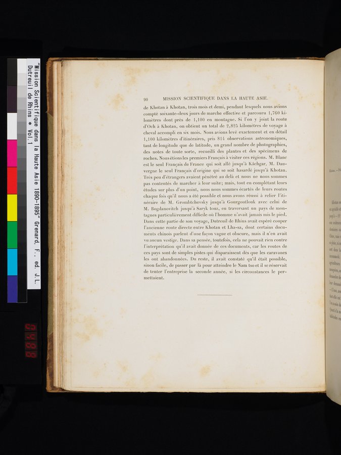 Mission Scientifique dans la Haute Asie 1890-1895 : vol.1 / Page 122 (Color Image)