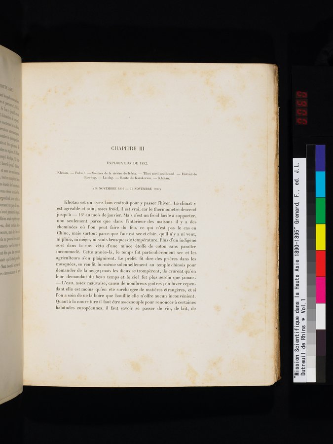 Mission Scientifique dans la Haute Asie 1890-1895 : vol.1 / 123 ページ（カラー画像）